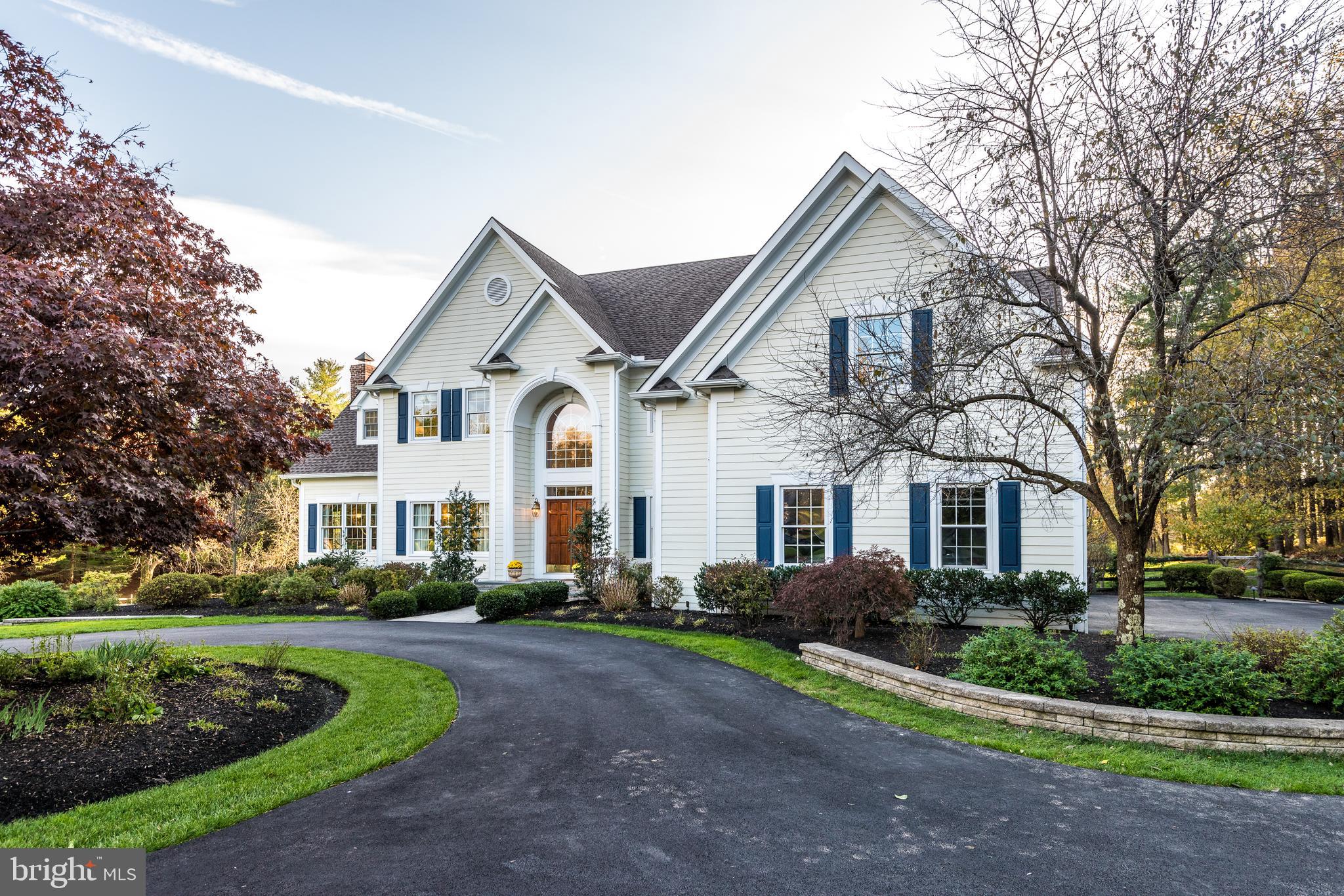 This stunning home offers it all! A tranquil oasis on 2+ acres of glorious grounds with the comfort of neighborhood living and proximity to activities, dining & shopping of the historic towns of Bucks County. Everything about this home exudes quality and gracious living. Experience the grandeur of approaching on the governors driveway and stepping through the impressive heavy wood double doors to the spacious and airy foyer. See the open plan formal living & dining rooms which speak of elegant entertaining and the large, adjoining executive study/library with fireplace & access to a private deck. The central gathering place for family & friends is the kitchen and light-filled morning room which open to the family room featuring fireplace & built-in surrounds. The updated kitchen has an impressive granite center island housing a wine refrigerator, prep sink and bar seating for five. Exit the morning room to the lovely maintenance free deck and views of the beautiful swimming pool, perennial gardens and two tiered patios. Upstairs find plenty of space for family and guests with the 5+ bedrooms. The magnificent main suite is the epitome of luxury with the adjoining sitting room and huge bathroom with radiant heat floors. The main bedroom has a cathedral ceiling and cozy ambience provided by the two-sided fireplace that also opens to the sitting room. The sitting room, lovely in its present use offers options to be a 6th bedroom or nursery since it has direct access to the hallway or use it as terrific spacious dressing room with natural light. The remainder of the upstairs does not disappoint with the convenience of a second-floor laundry room and four additional bedrooms all of which share Jack & Jill bathrooms. If that is not enough, the fully finished walk-out basement offers a fun space with wine cellar, pool table, and T.V. area large enough to host fans for the football game. French doors open out to the pool and conveniently offer swimmers access to the full bathroom. A section of tiled floors and counter level outlets are in place for a future kitchen if desired. Please request the full list of the many additional features this home offers. Make your appointment today to see this truly spectacular home!