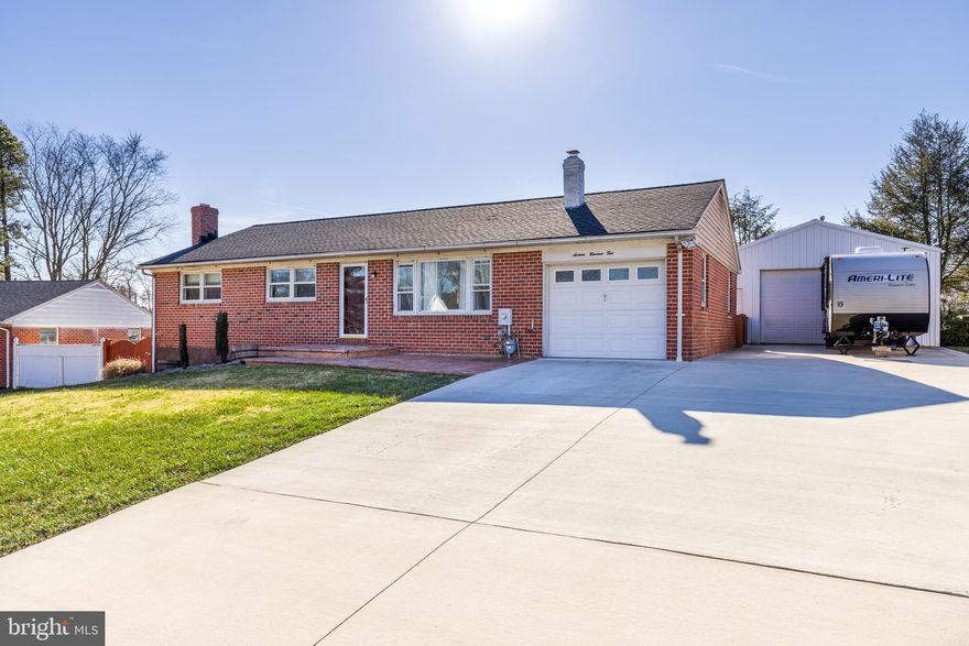 Several Offers Received.  Please Submit Highest and Best by Monday 9:00 PM.  Must See All Brick Rancher with HUGE Garage!  Features an Updated Kitchen w Corian Counters, and S.S. Appliances.  Includes Hardwood Floors Throughout main Level, Fresh Paint, and Updated Bathrooms.  Finished Lower Level has an Open Layout, Awesome Built in Bar, and 4th Bedroom/Office/Gym area. Large Flat Fenced in Yard with covered wood pavilion deck, stamped concrete patio, and 1 Car attached garage.  A great yard if you want a new pool!  Detached 24x40 Garage has electric/heat/cable and Beer Fridge!  Great Location and Street in Bel Air.  Seller never used Fireplace/Chimney and are sold as-is.