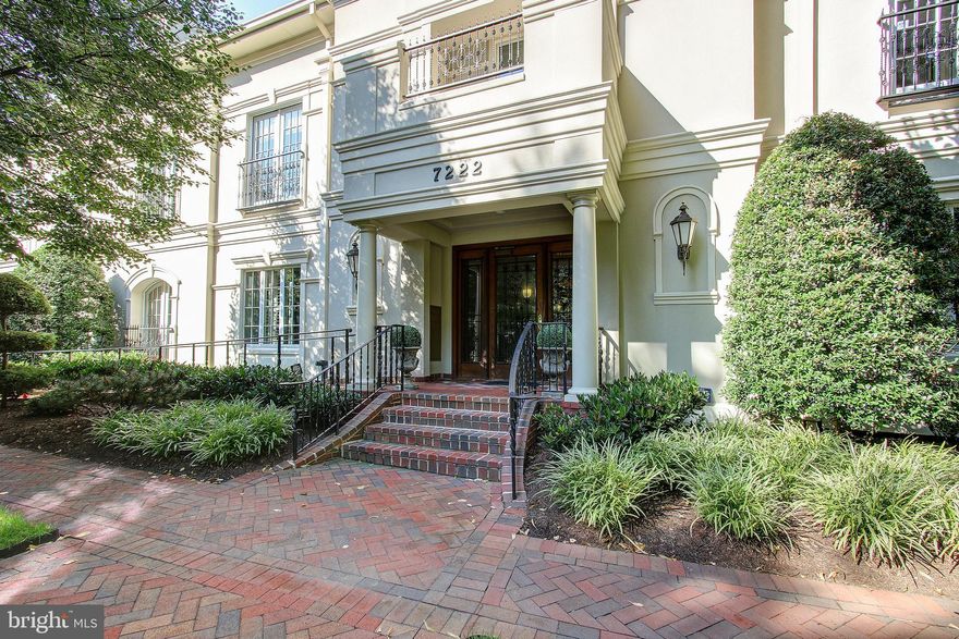 New price! Experience the bustle of downtown Bethesda with the tranquility of Elm St Park. Rare offering of a two-level condo with interior elevator in a boutique building situated in the heart of Bethesda/Chevy Chase. Walk score 97 - Walkers' paradise. Elegance abounds in this unique home encompassing 3035 sq feet of living space with 9 ft ceilings, floor to ceiling windows and a floorplan for entertaining.  Spacious dining area framed by columns. The updated and bright eat-in kitchen offers a tile backsplash, abundant cabinet space with built in pantry, a breakfast bar, double wall oven, and a five-burner gas cooktop. Inviting gas fireplace with custom mantle anchors the expansive living room w/ Juliette balcony with views of  Park. The home office or guest room on main level.  Take the elevator or sweeping curved staircase to the upper level where a skylight infuses the landing with natural light.The grand master suite features a tray ceiling, bright sitting area, two balconies, a wet bar with mini-fridge, as well as an oversized WIC with built ins. Master bath delivers classic elegance, dual sinks, generous shower and corner soaking tub.The second spacious bedroom features an ensuite full bath and WIC . Two assigned parking spaces, and large storage unit. Condo fee is approx 72 cents/sq foot.