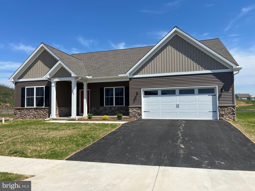 Spacious Quality built one story home with 9' ceilings, 2 car garage, 3 bedrooms, 2 full bathrooms, open floor plan, LVP flooring, level lot, gas fireplace in familyroom and it has a flex room office/den/formal dining etc. This home is completed and occupancy can be immediate. Stoneybrook offers lots of open space and walking trails that are sure to not disappoint. Schedule your showing today or come to Stoneybrook's open house every Sunday from 1 to 4.