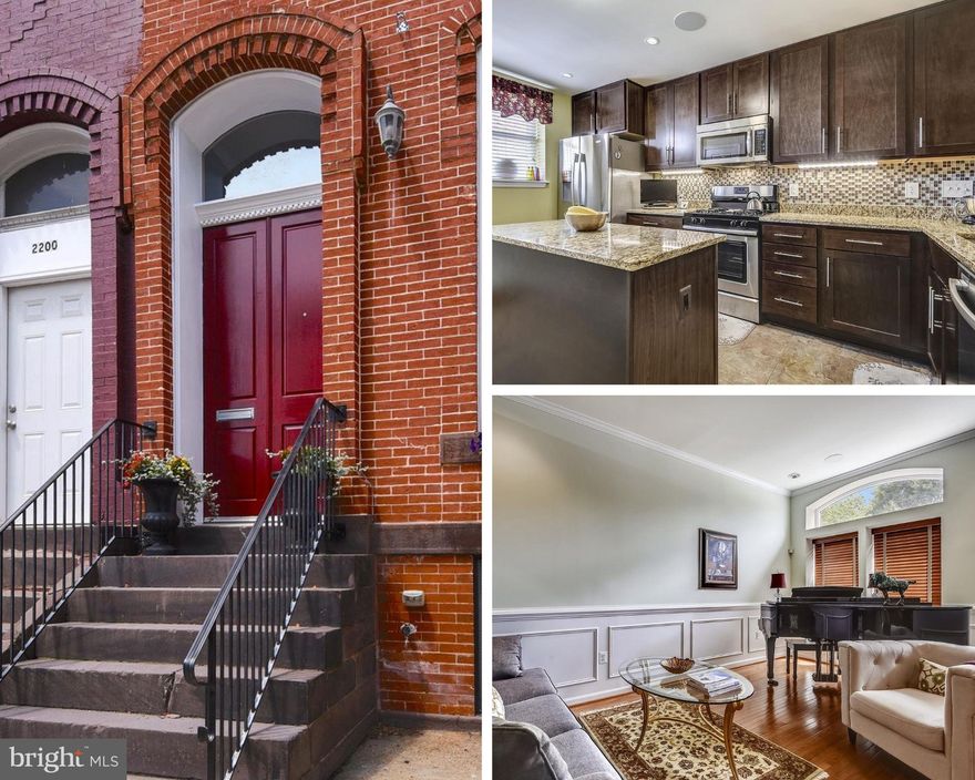 Remarkable & Elegant 16' Wide Rowhome with over 2400 square feet of premium finished living area! Property highlights include oversized parking pad, trim package and bonus family room! Property features include hardwoods, gourmet kitchen with island/breakfast bar/stainless steel appliance package/custom cabinetry/large pantry & backsplash, custom fixtures, main level   bath, deck off kitchen, custom tiling, main level audio system, bedroom level washer/dryer, gym and storage area in basement, great natural lighting and much more!