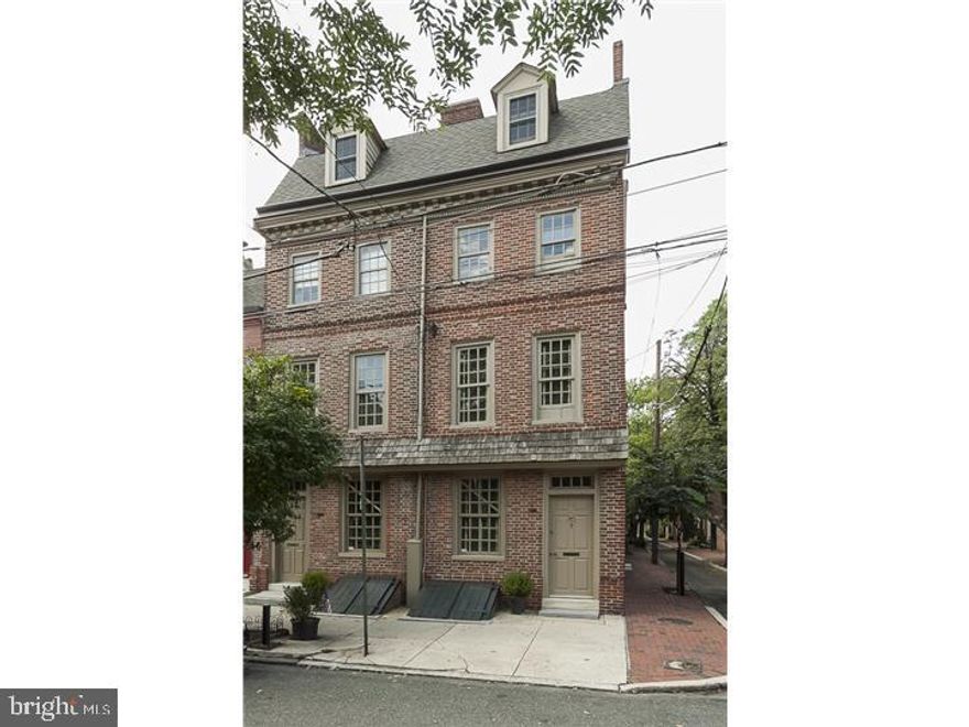 Location! Location ? Front & Fitzwater. Lovely House ? 4 Stories, 4 Bedrooms, 2 Baths, Wood Floors T/O & Fireplace. Built in 1764 by William Robinson, a member of the Carpenter's Company. This House was Considered to be modest when it was built in 1764 and has many of the hallmarks of the houses that were built in Philadelphia in that Era. The Brick Fa ade facing Front St is of Flemish Bond with dark glazed headers. It has a pent eave between the first & second floor levels and has a beautiful Federal Style cornice at the roof line above the third floor and has a hipped roof. This home has been beautifully restored and retains many of the original authentic details such as doors and door frames, windows & window frames, base boards, mantles & plaster walls. Some of the rooms still contain the original floor boards. Authentic hardware has been used throughout. Much to Observe & Appreciate. 1st floor?Living room, Dining Room and Kitchen. 2nd floor?Front bedroom, rear bedroom and full bath. 3rd floor?Front bedroom and full bath. 4th floor? a Large Finished attic.