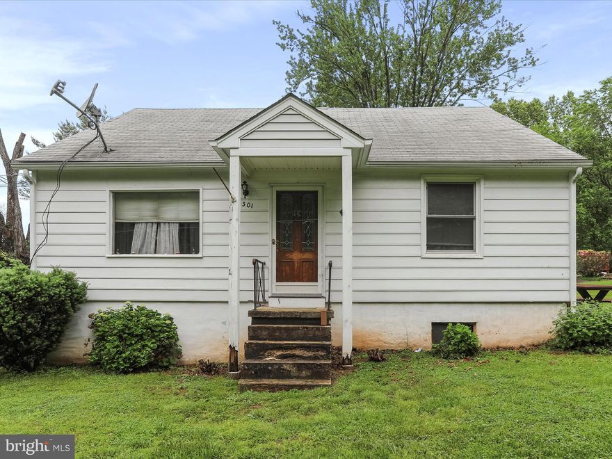 Welcome to this 4-bedroom, 1.5-bath Cape Cod nestled on a generous 0.63-acre lot! With 896 sq.ft. of cozy living space, this home offers a great opportunity for buyers looking to add their personal touch. Inside, you’ll find a living room, inviting eat-in kitchen with vinyl flooring, fridge and stove. Two bedrooms on the main level -- one featuring a convenient half bath and private outside entrance, ideal for guests or a home office. Upstairs, you’ll find two bedrooms with classic cape cod charm. The unfinished basement provides extra storage or workshop potential and includes a wood stove. Oil heat and central A/C for year-round comfort. Step outside to enjoy a large backyard with a covered deck and an in-ground pool—perfect for summer entertaining. Two sheds offer additional space for tools or hobbies. All set against a serene backdrop of mature trees providing privacy. Whether you're a first-time buyer, investor, or DIY enthusiast, this home offers location, potential, and value. Being sold as-is. Located near the Bretton Woods Recreation Center and the C&O Canal. Schedule your showing today!