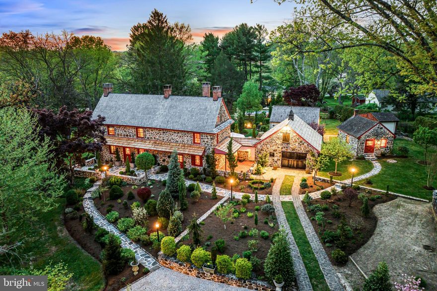 Step back in time as you enter through the gates to the impeccably restored and meticulously renovated William Lewis House, reportedly the oldest inhabited residence in Pennsylvania. Originally constructed in 1690, with second and third sections being added in approximately 1708 and 1750, it was built on a tract of land sold by Willliam Penn to William Lewis senior, a quaker who moved to this area in 1686. The current stewards have honored it's past with authentic designs and materials throughout while seamlessly integrating every modern amenity for comfortable everyday living, fabulous indoor and outdoor entertaining, privately accommodating guests and working from home. Endless features include hand crafted original restored and replicated floors, beams and millwork, European milk and linseed oil paints, custom fabricated thermal barrier-sound proofing storm windows, imported 16th century European bathroom tiles, state of the art mechanical, electric and plumbing systems with smartphone access, 7 fireplaces, graciously sized rooms including 4 bedrooms and 2 full baths, gourmet kitchen and an incredibly restored stone  cellar in the main house, beautifully renovated guest house with radiant floors, private bedroom, living area and full bathroom, spacious office building  with full bathroom, breathtakingly landscaped grounds with glorious gardens, expansive lawn, specimen plantings, hand-crafted brick patios and a serene pool. This is a rare opportunity to purchase and enjoy a very special and unique historical property with museum quality renovations throughout.
