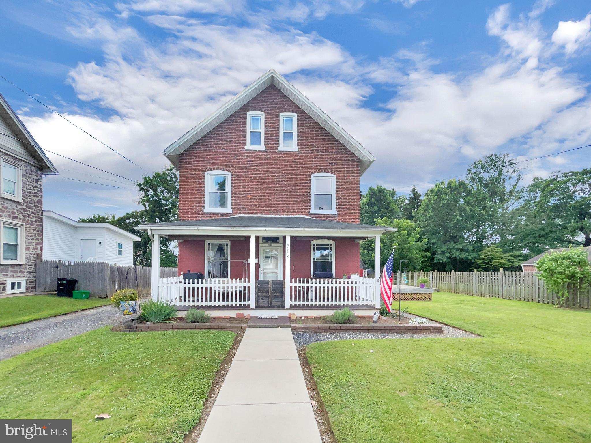 Lovely 4 Bedroom and 2 Bathroom single Home with plenty of off-street parking and a 2-Car Garage set on a nice lot in Royersford. This classic brick home has great curb appeal and a welcoming front porch that leads into a bright, oversized Living Room featuring high ceilings and rich wood flooring. The Eat-In Kitchen is the heart of the home, offering generous cabinet space and plenty of room for a table. Just off the Kitchen the formal Dining Room bathed in natural light continues the warm, traditional feel with more hardwood floors. The Main Level also includes a versatile Bonus Room, perfect for a home office, hobby space or even another Bedroom. A full Bathroom and Laundry complete the Main Level, adding convenience to everyday living. Upstairs, there are four good-sized Bedrooms and a full Bathroom. In addition, there is a walk-up Attic which could be finished for additional living space as needed. Outside, the property features a level yard, a deck, a detached garage, extra shed space, and more than enough parking for guests. Located in the Spring Ford School District and with easy access to local schools, parks, shopping, and major highways, this home combines classic charm with everyday practicality. This home is being sold as-is and the sale is contingent upon the Sellers finding suitable housing. Schedule your private showing today and come and see all that this delightful property has to offer first-hand!