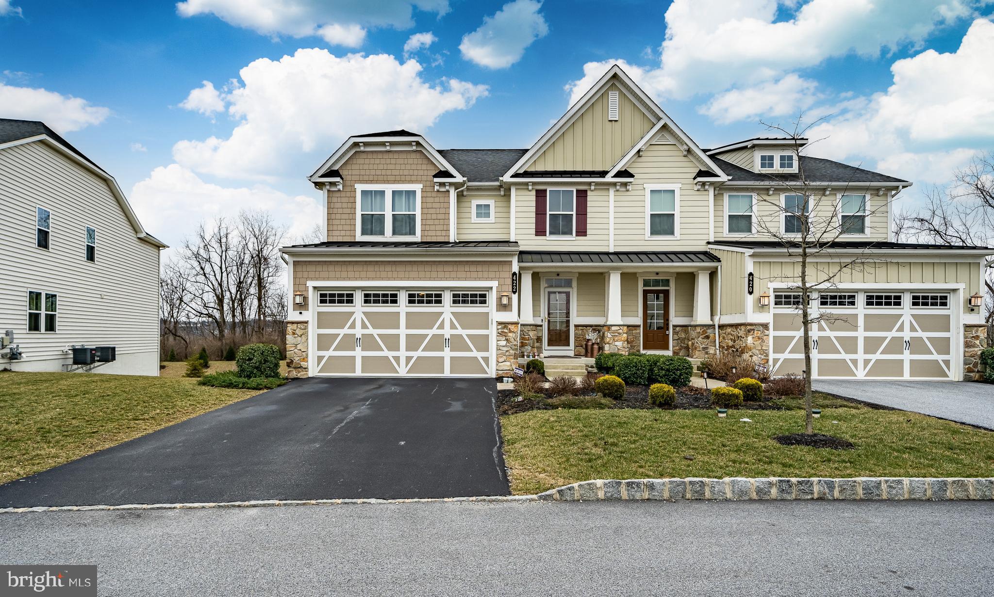 Beautiful and meticulously maintained north-east facing twin home for rent in the highly sought-after Atwater community of Malvern, PA! The first level features an open floor plan with dark hardwood floors throughout, 9-foot ceilings, a gas fireplace in the living room, a powder room, a dining room, a gourmet eat-in kitchen with double ovens, a built-in microwave, and access to the deck. Upstairs you will find 4 generously sized bedrooms and 3 full bathrooms along with the laundry room. The master suite includes a sitting area, and a large walk-in closet through which you access the ensuite bathroom with both a soaking tub and a walk-in shower. The fully finished basement is an entertainer's dream with a built-in bar, a guest bedroom and bathroom, and plenty of space to host the next big sporting event, movie night, or game night! The walk-out basement provides direct access to one of the many jogging and walking paths of Atwater Community. There is plenty of space for parking between the 2-car attached garage, 2-car driveway, and street parking. This premium lot backs up to Valley Creek Park, sits right in front of one of the many community playgrounds and neighborhood bus stop, and the HOA fee takes care of the lawn maintenance, snow removal, and trash. All of this is in the award-winning Great Valley School district, close to the Paoli Train Station, major roadways (PA Turnpike and Rts 202, 30, 401, and 252), corporate centers, shopping centers, and restaurants. You even have walkability to Wawa and the storefronts on Route 29! Pets are considered on a case-by-case basis, no cats. The tenant pays for all utilities. A long-term lease is preferred. Do not miss your chance to rent this better-than-new 6-year-old townhome and schedule your tour today.