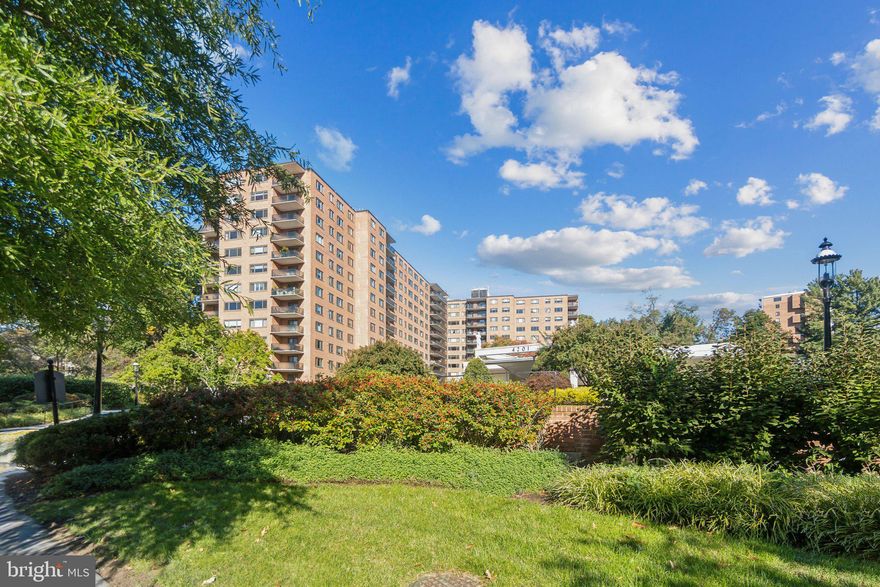 LARGE EFFICIENCY, RENOVATED, BRIGHT AND SUNNY WITH A GREAT VIEW.  ONE OF THE BEST LOCATIONS IN NW WASH DC - between American Univ. and Georgetown
......YOU WILL LOVE THIS APARTMENT!   …RESERVED PARKING SPACE IS AN OPTION.   
Beautiful view of the center garden, trees, and pool.   Bright windows all the way across; double-pane, 5 feet height.    >> IF YOU ARE AN INVESTOR or cash buyer, this apartment rents easily and tenants stay for long periods.    >> RESERVED PARKING SPACE AVAILABLE FOR SALE OR RENT.  Not included in the apartment’s Price.   >> Bathroom:  RENOVATED; nicely done.    >>  Kitchen:  RENOVATION completion within 10 days.   >> SPACIOUS APARTMENT.  Murphy bed is an option, if desired.  >>  TWO WALK-IN CLOSETS (8.5 ft x 4.5 ft, and 4 ft x 5 ft).   >> LAUNDRY FACILITIES ON EACH FLOOR - impeccably clean!   >> PUBLIC TRANSPORTATION ACROSS THE STREET (bus routes:  C85, D90, D96).   >> Pool, gym, tennis court, bike parking, rooftop patio, convenience store, cleaners, library, meeting or activity rooms and other amenities.   >> WALKING DISTANCE TO SHOPS AND RESTAURANTS 3 blocks away and walking distance to Wisconsin Ave.   >> 24HR. RECEPTIONIST/SECURITY/MAINTENANCE SERVICES.  >> WELL MANAGED FULL-SERVICE BUILDING; courteous and friendly staff.   >> Cable TV, fiber optic, and high speed wi-fi connections ready.