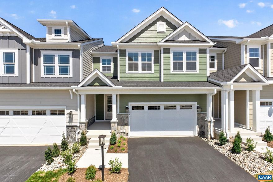 Welcome to the Grove at Brookhill, a peaceful neighborhood tucked into the woods yet just moments from Route 29 North in Charlottesville. This Bayberry villa was just completed and is ready to move-in! It offers easy main-level living with a spacious primary suite, private en suite bath, and generous walk-in closet. The kitchen features a walk-in pantry, soft-close cabinetry, and quartz countertops, opening to a light-filled family room with a gas fireplace and 12' ceilings. A mudroom and laundry area complete the main level. Upstairs includes two bedrooms, a full bath, an open loft, a pocket office, and plenty of storage. The fully finished walkout basement adds even more living space with a large rec room, an additional bedroom, and a full bath. It's a great setup for guests, hobbies, or movie nights. A large screened porch extends the living space outdoors. High-quality finishes like luxury vinyl plank and tile flooring and a two-car garage complete the home. Actual photos; virtual staging is provided for inspirational purposes only.,Granite Counter,Maple Cabinets,Painted Cabinets,White Cabinets,Wood Cabinets,Fireplace in Great Room