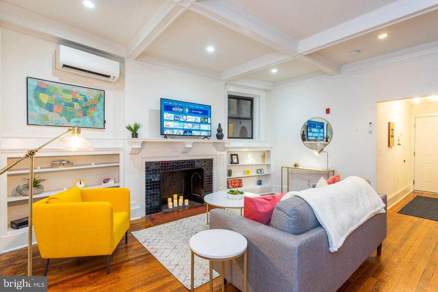 This beautiful building is steps away from Rittenhouse Square. Enter into the marble Foyer and feel the original charm of this breathtaking building. This restored unit is one of eight. This apartment contains all the amenities and quality finishes usually reserved for new condominium restoration, but these are available for rent! Granite Counter Tops, Stainless steel appliances, newly renovated Bathrooms with Travertine, original refinished floors throughout, Central Air, and a Laundry room in the building.