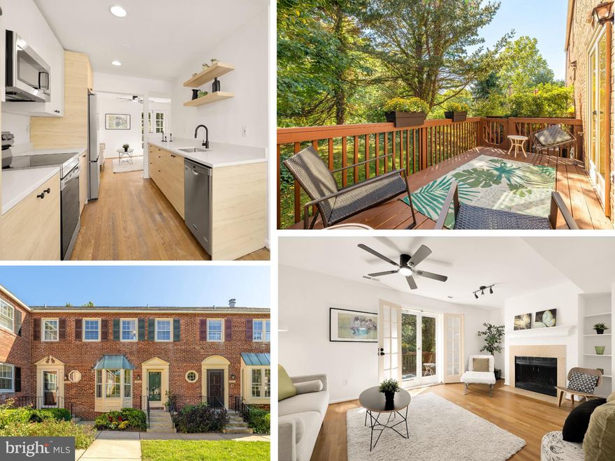 Backing to Norwood Park, this Kenwood Forest 2 townhome is unique!  Just step off your back deck to directly access this beloved neighborhood park with large fields, playgrounds, tennis courts and more.  It's also unusually large for a 2 bedroom unit, with 3 finished levels, providing extra space for an office, den, playroom and/or gym, as well as extra storage (in addition to the attic).  It's set back from the street, on a common courtyard, providing a quiet retreat with lovely green views out the front and back.  And, it's totally move-in ready - with a gorgeous, newly renovated kitchen (new cabinets, quartz counters, refrigerator, range, disposal and fixtures), updated bathrooms, refinished hardwood floors (since photos were taken), repainted throughout, new carpet upstairs, pull-down stairs to the attic for more storage, and more.  The Kenwood Forest community is in a can't miss location - within a few blocks of all the many fabulous amenities that downtown Bethesda has to offer (including Metro, restaurants, grocers, retail, pool), in the very highly rated Somerset/Westland/BCC district and a block to Capital Crescent Trail - and it's pet friendly!  Easy parking with 2 resident permits (reserved but not assigned) and a guest pass. Don't miss this gem!