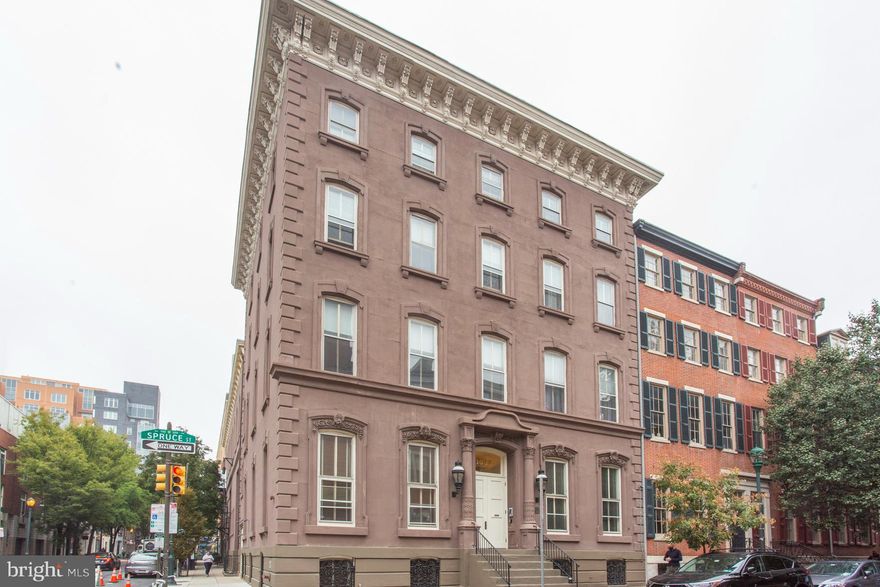Recently updated two-bedroom one-bathroom condo in historic Robert Quay Condominium. Beautiful wood floors lay the foundation for this private apartment featuring abundant LED recessed lighting throughout with dimmer switches, handsomely painted wood cabinets, stainless steel appliances, and stone countertops in the kitchen, including a stackable washer/dryer unit, conveniently tucked away in the laundry closet. Off the living room is a door to a private cobblestone-covered gated easement leading directly out to South 11th Street. A large, convenient hall coat closet, newly renovated hall bathroom featuring a spacious vanity with quartz countertop, and two ample-sized bedrooms with generous closet spaces round out this handsome two-bedroom apartment. Just steps to Pennsylvania Hospital and Thomas Jefferson University/Hospital, or bike/walk to the University of Pennsylvania campuses; additionally, steps to the South 10th Street commercial corridor, Whole Foods, great restaurants, and all of the Center City's nightlife just outside your front door. A 99 walk score, 88 bike score, and 100 transit score will have you in the center of it all, yet the solitude of this private apartment will give you the peace of mind you'll come to enjoy while home. Photos are from before the tenant's occupancy.
