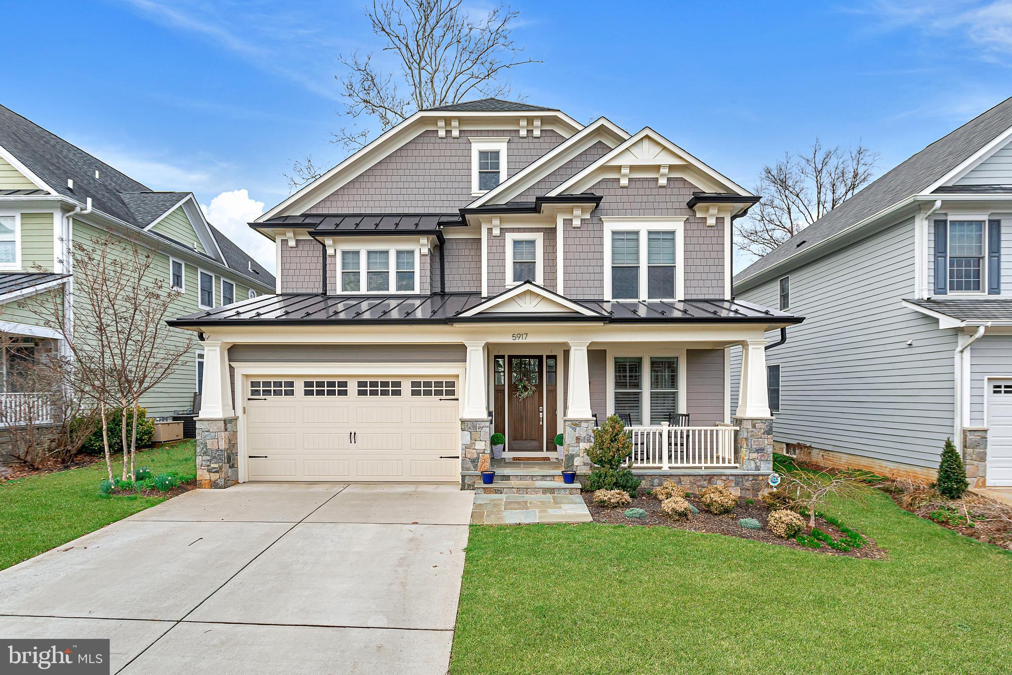 Located in sought after Wyngate, 5917 Anniston Road was custom built in 2017 featuring a desirable floorplan and beautiful backyard. The main level offers formal living and dining, a large kitchen with island and separate breakfast area, family room, powder room, and home office. The upper level features a scrumptious primary suite with dual walk in closet's and oversized en-suite bathroom. There are 3 additional bedrooms and 2 additional bathrooms on the upper level. The lower level features a 5th bedroom and 4th full bathroom along with an exercise room, giant recreation room with high ceilings, and extra storage.
Additional features include: built-ins, coffered ceiling, hardscaping, full privacy fencing, whole house backup generator; sprinkler system with sub-meter, lighted areas with timer for backyard; exterior hookup for gas grill, oversized Andersen Low-E double-hung windows, high efficiency two-zone Carrier HVAC, 75 Gallon power vent gas high efficiency hot water heater, sump pump, and a hard wired security and fire alarm system.