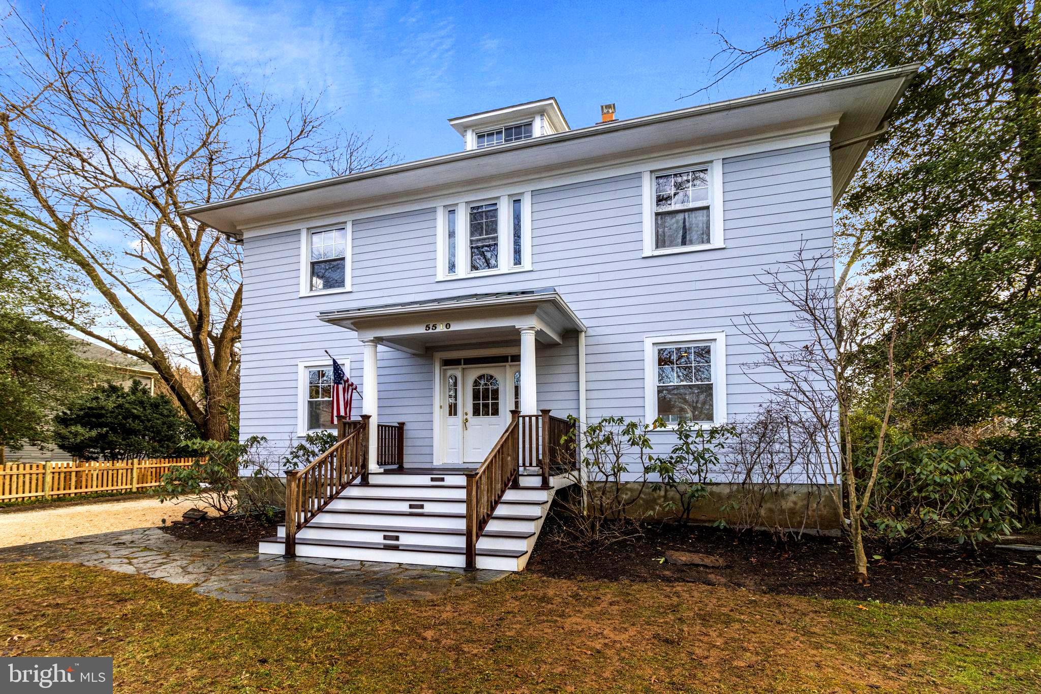 Comfort, character, convenience, and community all measure off the charts with this unparalleled offering at 5510 Lincoln St. in Bethesda’s beloved Huntington Terrace neighborhood! By the numbers, this beautifully updated 1913 Colonial-style home boasts nearly 4,600 square feet of living space, 5 bedrooms, 3 full baths, parking for 4+ vehicles, and an expertly executed 2014 addition that made this property a showplace. But numbers alone hardly capture this stunner’s story. Adjacent the elegantly graveled drive, pass to the covered formal front entrance. Once inside, be immediately charmed by the union of period finishes and contemporary quality. Be entranced by built-in bookshelves, a thoughtful feature found throughout this welcoming space, complemented by rich wood floors. The addition features a gourmand’s eat-in kitchen with restaurant-quality gas cooking, made all the more inspiring with a bright picture window. This vast main floor is topped by four bright bedrooms, each with its own inviting appeal. Below, find an immaculate utilitarian space large enough to accommodate a variety of storage/hobby/project possibilities, let alone laundry. But that’s not all – much of this basement level is smartly finished, allowing for home gym, screening room, or whatever your imagination may have in mind. This queen’s crown, however, is the expansive attic bonus room, treated to natural light on two sides, warm wood floors and paneling, and the exposed brick of the original fireplace. The lovely, landscaped yard completes the plot, but hardly the package. While this home is wondrous in its own right, and the pleasant pull of Huntington Terrace is downright legendary, this enviable address also sits barely 2 miles above the sophisticated scene at Bethesda Row. Closer still is downtown Bethesda, the National Institutes of Health, Medical Center Metro, and Suburban Hospital. 5510 Lincoln Street is not merely a property, but an invitation to live richly.