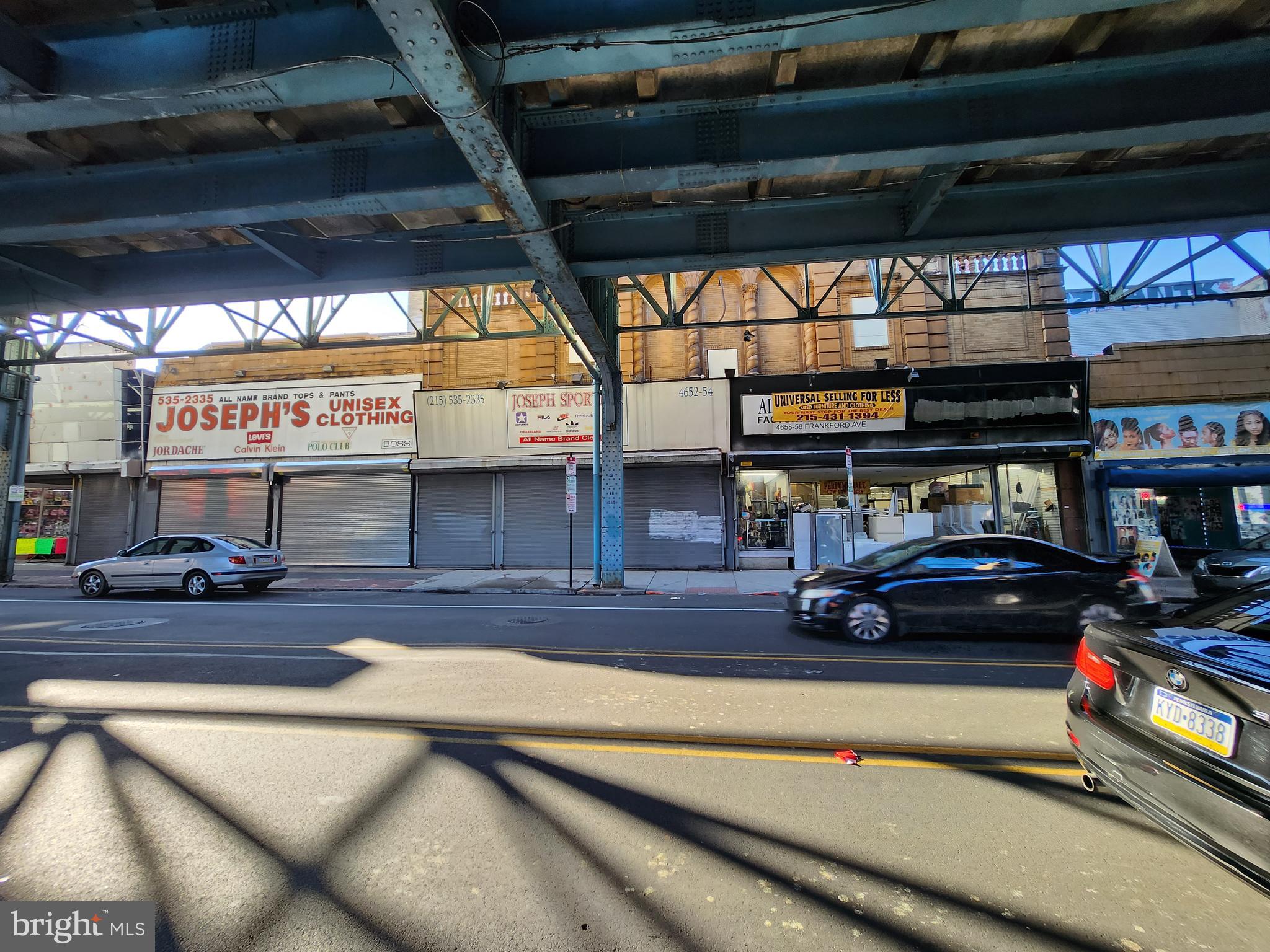 Address is 4648-62 Frankford Ave , Philadelphia, Pa , total 8 addresses , total building size is 28,579 SQF total 5 main units such as A: 4648-4650 Frankford Ave: Joseph's unisex clothing ( NO 2nd floor ) B: 4652-4654 Frankford Ave: Joseph Sporting ( 2 story building ), 4648-4654 Frankford Ave : wide open, 1st floor and It had been using for shoes & clothing store for 30 years , This unit consists of a large entrance with large spacers on both the left and right sides and a large storage room at the back, closed now ., Joseph 's sports and shoes : huge size , almost 19000 sqf , good for business such as SUPER MARKET , BANQUET HALL, DAY CARE , OFFICE....that needs super large size, C: 4656-4658 Frankford Ave : 2 addresses , furniture store now , open now , occupied tenant ( 2 story building ) . D: 4660 Frankford Ave: tenant occupied , operating hair salon ( single story building ) , E: 4662 Frankford Ave : tenant occupied , grocery store ( single story building ), great pernituerto , under blue line subway station , annual gross rental income from FURNITURE & HAIR SALON & GROCERY store ( 3 tenants) is $45,600.00 , Not for sale separately , investment / owner use property , ideal for several. NO FLOOR PLAN ,NO SURVEY REPORT
2 LAST PICTURES SHOWING WHEN CLOTHES STORE OPENED.