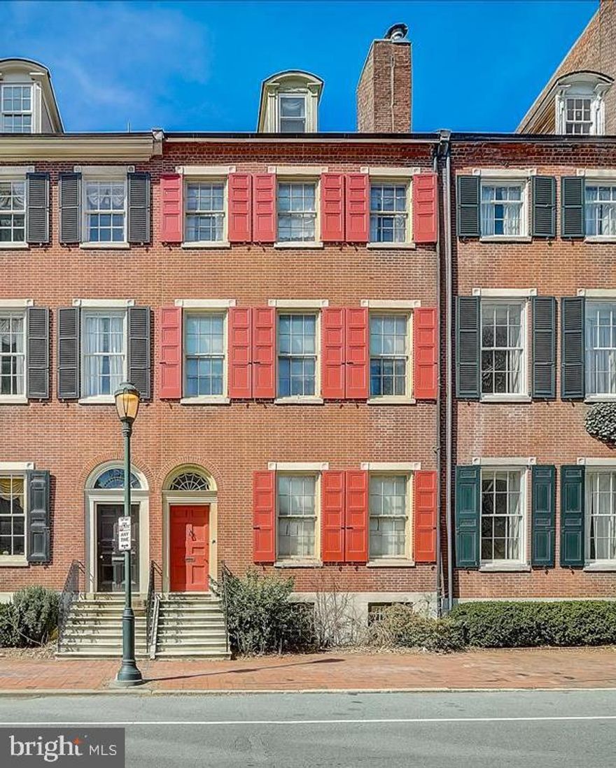 Incredibly rare opportunity to own one of the last remaining single family homes on Philadelphia's historic Washington Square. Originally constructed in 1825 it truly is one of Philadelphia's most distinguished homes.  This almost 5,000 sq ft 4 bedroom, 5 1/2 bath historical townhome features gorgeous hardwood floors,  10 1/2 foot ceilings on the first and second stories, 4 marble fireplaces,  private courtyard, rear deck,  a study,  elevator, deeded parking and not to mention one of the cities best views. The location speaks for itself as one of the most desirable in the city. This magnificent property is just waiting for the custom touch of it's new owner to make it a true masterpiece.  Don’t miss out on a historic opportunity that does not hit the market often!