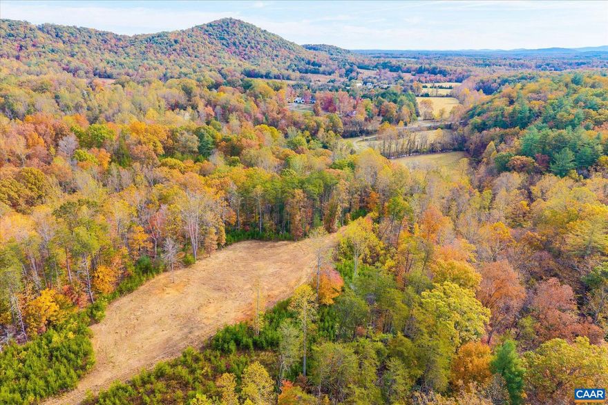 Exceptional 34-acre estate parcel in the hills of Free Union, featuring gorgeous frontage on Buck Mountain Creek. This rare offering combines open bottomland, giant rock outcroppings, wooded hillsides, and a magnificent elevated homesite that features sweeping panoramic views in multiple directions. An idyllic winding entrance from Free Union Road crosses a recently rebuilt stone bridge, leading gently up to the cleared and level building site?the perfect setting for your dream home or retreat. Existing trails around the property lead to secondary building areas and offer potential for ATV or mountain biking. The stone fireplaces and existing spring from an old cabin create a charming riverside pavilion area. This property is ready for development, with underground power, fiber-optic internet available, and previous soil studies on file. Its location offers the best of both privacy and convenience: only 20 minutes from UVA and downtown Charlottesville, with easy access to Route 29 North and nearby shopping and dining. Large parcels with this combination of natural beauty & accessibility, are exceptionally rare in the Western Albemarle / Ivy Elementary district. Theoretical division rights (to be confirmed with the county).