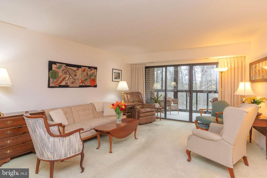 Active 55+ community! Welcome Home! This spacious 3 bedroom, 2 full bath condo boasts over 1600 s/f. Enjoy relaxing in your enclosed sunroom or engaging in one of the many activities/amenities available in the community. Kitchen updated with new counters and cabinets. Large primary suite, tons of closet space and wooded view. Parking garage space close to the door included as well as a storage room (6 x 10) and storage cage(4 x 6). Are you ready to make a move to this carefree lifestyle?