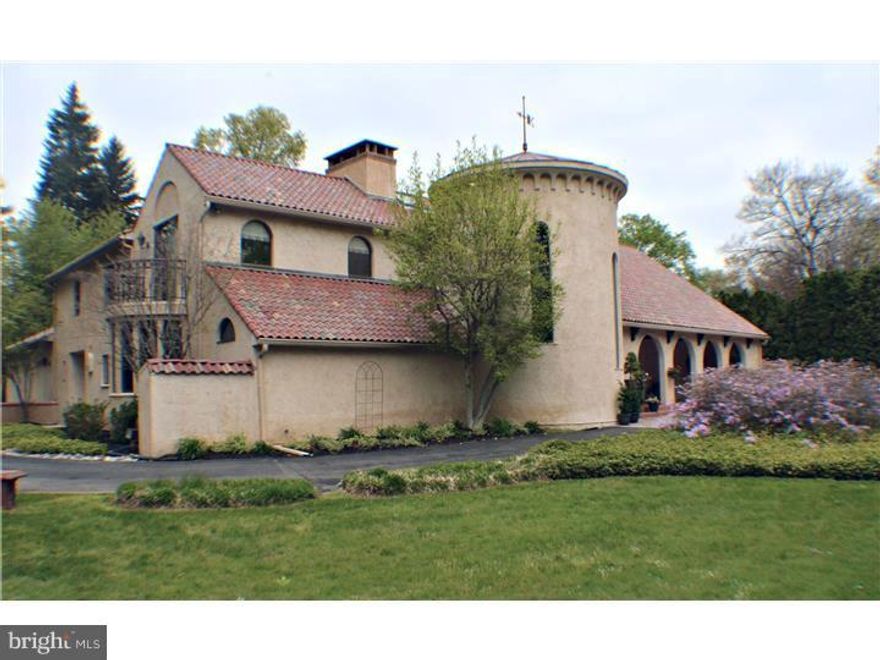 At the end of a long drive, on one of the Gladwyne's most sought after streets, stands Villa Allegra. Striking in its exterior architecture, while concealing the treasures contained within. This one of a kind residence was custom built to the very highest standard of noted architect Vincent Kling, in the style of an Italian villa with contemporary flair. Although perfect as a "scaled down" home, the tranquil, flat, 1.19 acre setting offers an opportunity to customize or add onto the existing residence. The interior space offers an open floor plan with light-filled formal and family rooms. Two of the three bedrooms, both with en-suite baths, are on the first floor. A grand Master Suite encompasses the entire second floor and includes a study with vaulted teak ceiling, and a fireplace overlooking the indoor pool; a master bedroom with balcony; two separate master baths and an unparalleled dressing room. For relaxation, exercise or entertaining, this home contains a heated indoor pool and spa with a two-story teak ceiling. The adjacent sunroom with fireplace, provides egress to a bi-level exterior patio and courtyard with ample space for dining or conversation. The views of a walled rose garden, fountain and tennis court add to your chosen experience. The lower level includes large open spaces that can be used as a home theater/media room, gym, office, and workroom and/or for additional storage and systems rooms. Situated on a manageable, flat landscaped acre+, this property allows for gracious living or large scale entertaining. 3-car garage. Listing Agent is Trustee. Property taxes are under appeal.