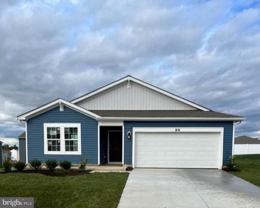 November Move In! Main Level Primary Bedroom! This inviting Neuville floor plan offers the perfect blend of style & functionality, all on a single level for your comfort & convenience.  Relax & enjoy the charming front porch, accentuated with tasteful stone accents. This spacious home boasts 4 bedrooms & 2 full bathrooms, providing ample space for family living.  The open floor is designed for effortless entertaining. A generously sized kitchen island with elegant granite countertops serves as the centerpiece for both culinary creativity & casual dining.  LVP flooring in the main area and carpet in the bedrooms. An oversized 2-car garage includes automatic opener. Thoughtful planning includes rough-ins for future ceiling fans in the family room & bedrooms, allowing you to customize your comfort.  This home is one-level living combining practicality with a touch of elegance.  Don't miss out on the opportunity to make this beautiful house your new home.