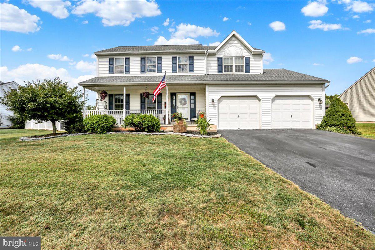 This LOVELY home has been well maintained and beautifully upgraded with granite counter tops, new flooring, newer AC , HWH, and a brand new roof. The charming front porch adds so much to the curb appeal.. The main floor has an open floor plan, plus a formal dining room and living room. The kitchen and breakfast area are open to the large family room with a gorgeous fireplace and access to the large deck and spacious fenced back yard. Upstairs there are 4 spacious bedrooms with plenty of storage. The large primary bedroom has its own bath and walk-in-closet. The lower level is partially finished for a game room, playroom, or private den. There is a storage shed for your outdoor tools. The 2 car garage is over-sized for additional storage or a place for the "toys". The location is convenient to Wyomissing, Pottstown, Rte.100, and the turnpike. Showings begin 9/6/25