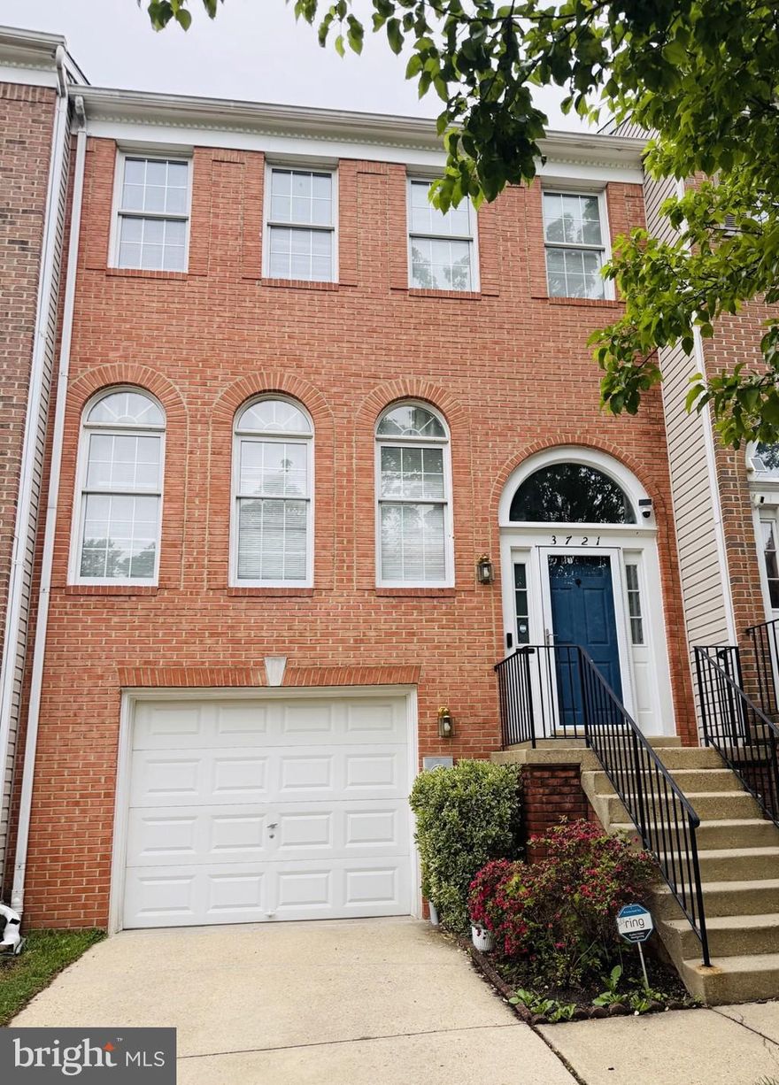 ***PROFESSIONAL PHOTOS WILL BE UPLOADED LATER TODAY!***
Stunning and spacious brick front townhome with one car garage in the highly sought after Blackburn Village Community. This move-in ready home features a bright, open floor plan filled with natural light, highlighted by beautiful Palladian windows through out the main level. The updated kitchen boasts quartz counter tops, subway tile backsplash, refreshed cabinetry, stainless still appliances, gas cooking and new wood flooring, with french doors leading to a private deck. Upstairs the primary suite offers a vaulted ceiling, walk-in closet, ceiling fan, and an en-suite bath with soaking tub, separate shower, and double vanity. Two additional generous sized bedrooms and full bathroom completes the upstairs. The finished lower level includes a spacious family room, half bath, garage access, a cozy wood-burning fire place. Additional update includes New hard wood flooring throughout, new kitchen appliances, recessed lighting in the basement, new roof and new washer and Dryer. Ideally located near shopping , dining, schools and major commuter routes including Route 29, ICC and I-95 providing easy access to Washington, Dc., Baltimore, and Annapolis. A wonderful opportunity to own a beautifully updated home in a prime location.  Schedule your showings today. Seller will need a rent back up to 30 days.