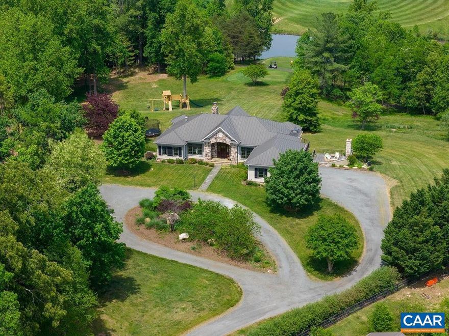 Stunning home in a stunning setting. A one of a kind design thoughtfully sited to integrate w/ its gorgeous surroundings w/ views from nearly every window. Set on 8.51ac in Crozet, this property offers the unique opportunity to live a peaceful rural lifestyle without sacrificing convenience - 3 miles to shopping & Downtown Crozet; 2mi to Western Albemarle schools & 14mi to UVA. Custom built by Greer & Associates, its quality features include: vaulted LR w/ exposed beams & stone fireplace (1 of 4 fireplaces), 10? ceilings, cherry cabinets, professional grade appliances, quartzite & marble counters & whole house generator. Recent upgrades include all updated baths, water treatment system, interior painting & new BR carpeting, dishwasher & well pump. 2801sf main level includes a luxurious primary BR suite, private study w/ built-ins, laundry room + 3 bay garage for convenient 1 level living. Downstairs offers an additional 2669sf w/ 3 BR/3BA, spacious family room w/ wet bar, bonus room + ample storage. Overlooking Old Trail Golf Course 6th tee & around the corner from King Family Vineyard & Polo, living here feels like a vacation. Outdoor stone fireplace & hot tub for year round enjoyment. Lot retains division right per plat. No HOA.,Cherry Cabinets,Painted Cabinets,Quartz Counter,Exterior Fireplace,Fireplace in Family Room,Fireplace in Living Room,Fireplace in Master Bedroom