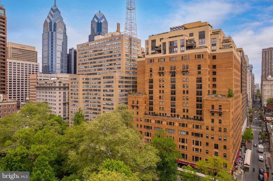 Experience a Sublime life at PARC RITTENHOUSE Condominium in this rare jewel with a sweeping 1,500 Sq. Ft. terrace surrounded by jaw-dropping views of the City Skyline and views as far as the eye can see! Built circa 1924, this high floor home features 3 bedrooms plus a study, 3 full marble baths. Entertain on your 1500 square foot terrace with a barbecue or in your gorgeous open living room - dining room and gourmet kitchen equipped with Sub-Zero and Wolf appliances. Relax in your Owner’s Suite with a large custom walk-in closet, and a beautiful en-suite marble bathroom with a glass enclosed shower, double sink vanity, and a deep soaking tub. Two additional bedrooms, both with generously sized closets and built-ins, plus two more gorgeous marble bathrooms. There is also a library/study making for the perfect place for privacy and chilling out. Situated in the heart of Rittenhouse Square, this home is surrounded by everything Philadelphia has to offer! Enjoy five-star amenities of Parc Rittenhouse, including 24-hour doormen, a state-of-the-art fitness center, a seasonal rooftop pool and spa, media room, and club room. Valet parking is available on - site.