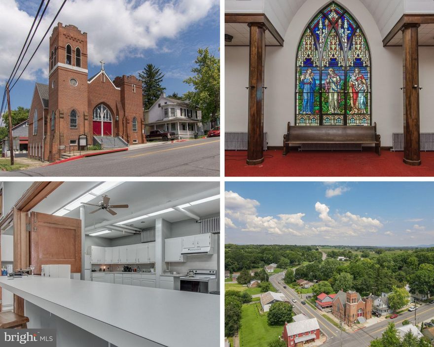 Discover a truly one-of-a-kind residence in the heart of Sharpsburg, MD—an extraordinary historic church thoughtfully converted into a unique living space just steps from the Antietam National Battlefield. Rich in architectural beauty, this remarkable property features breathtaking stained glass windows, an original MP Moller pipe organ, and a charming bell tower that adds timeless character. The lower level offers a full kitchen, a spacious living area, and a full bathroom with a walk-in shower, while the main level, formerly the sanctuary, showcases soaring ceilings and an open layout filled with natural light and historic detail, creating endless possibilities for dramatic living space. This exceptional home blends history, artistry, and location into an unforgettable living experience.