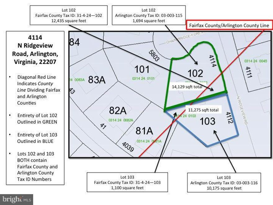 Wonderful Opportunity for 2 LOTS! LOT 102 (14,129 SF) AND LOT 103 (11,275 SF) consist of 4 TAX ID's. Survey and Tax ID information can be downloaded from "Documents" section.  Existing home on lot 102 will convey "as-is". Please call for details or before walking the property.