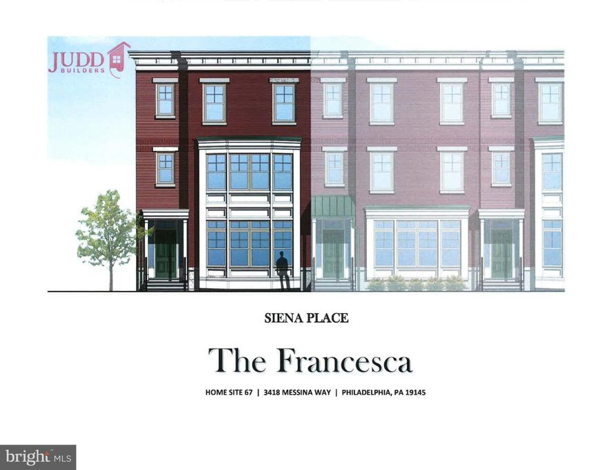 Builder Incentive Available for a Limited Time-Below Market Mortgage Rates!

Quick Delivery!!! Now Under Construction with a quick Move In!
Don't miss your Final Opportunity to own New Construction at Siena Place!  Get the Full 10 Year Tax Abatement on the Remaining 10 Homes to be built. 
Lot 67  is a  Francesca- End Unit , under construction Move in January  

The New Francesca Floor Plan,  in  Phase 3. This New Floor Plan, with Open Concept Design,  will impress!  Spacious family room on the first floor,   with options to add additional powder room or 4th bedroom and bath Suite.  The 2nd floor is wide open and offers plenty of options,  to design your home that suites any  lifestyle.  On the 3rd Floor you have the owners suite with Bath and 2 additional bedrooms, Hall Bath, with  Laundry  conveniently  located on this level as well.

At Siena Place, we're creating a community of homes with features designed to bring you the best of neighborhood living. Our new community features plenty of both outdoor and indoor living spaces. All homes, for instance, have one or two car garages and the community boasts plenty of additional on-street parking. Family and friends will have room to mingle and play in the abundant green space found within the neighborhood. And, once inside your home, you'll find ample room to spread out and relax. . Siena Place takes refined city living to an exciting new level. Offering a sophisticated lifestyle in a highly desirable and uniquely convenient location, Siena Place One of Philadelphia's most desirable neighborhoods. Walking distance to all the city's sports and entertainment venues. 

Ask about our 10 year Tax Abatement,  ****Pictures are of interiors of  similar Francesca's homes in the community.   Sales Office Open by appointment only Monday, Thursday-Saturday 11am-5pm Sunday 12pm-5pm 
Sales Office Closed on Tuesdays and Wednesdays
