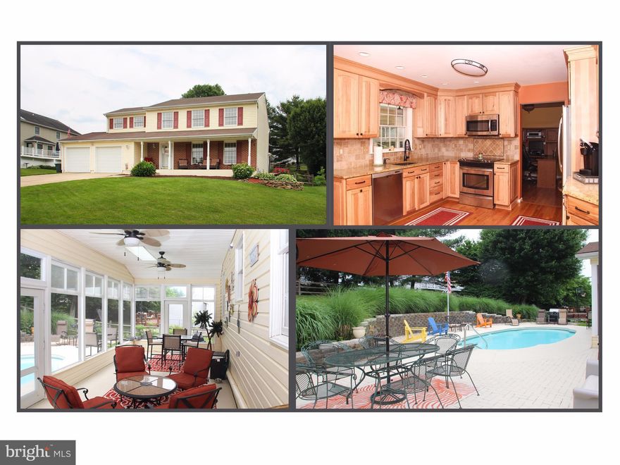 IF YOU LOVE TO ENTERTAIN..THIS HOME IS FOR YOU*FABULOUS 4 BR,2 1/2 BATH PORCH FRONT COLONIAL IN HAMPTON RIDGE*FORMAL LR & DR*BEAUTIFUL NEW KITCHEN*SPACIOUS FAM RM W/ VAULTED CEILINGS, PELLET STOVE & SLIDERS LEADING TO 10X25 SUNROOM* ENJOY THE BACKYARD PARADISE FEATURING FENCED IN YARD W/ INGROUND POOL & PATIO*FIN LL INCLUDES THEATRE RM W/ 92"SCREEN,ALL EQUIP & SEATING FOR 6*1 YR WARRANTY TOO!