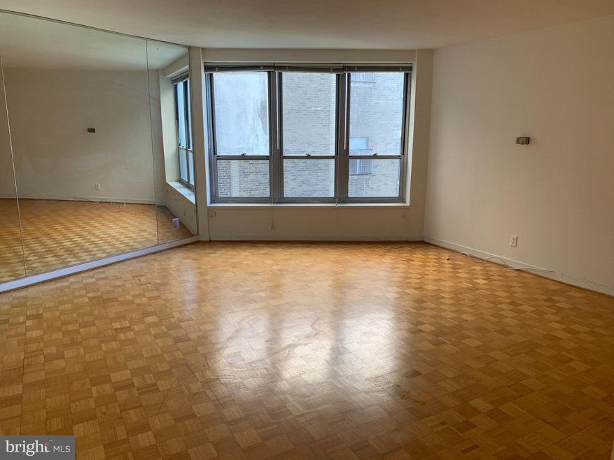 Spacious studio apartment located on a high floor of The Dorchester, featuring partial Rittenhouse Square views! The living area features an entire wall of windows beaming with natural light and
access to a walk-in closet. There is a separate kitchen featuring white tile, white
cabinetry and white kitchen appliances. A dressing area leads to the full bathroom,
which features a shower/tub combination.

The Dorchester is located directly on Rittenhouse Square, ranked the 6th
best neighborhood in North America. Condo fees include a twenty-four hour doorman,
use of the state-of-the-art fitness center, common area and on-site maintenance,
water and sewer fees, and all utilities including basic cable. There is an additional fee
for use of the seasonal rooftop pool.