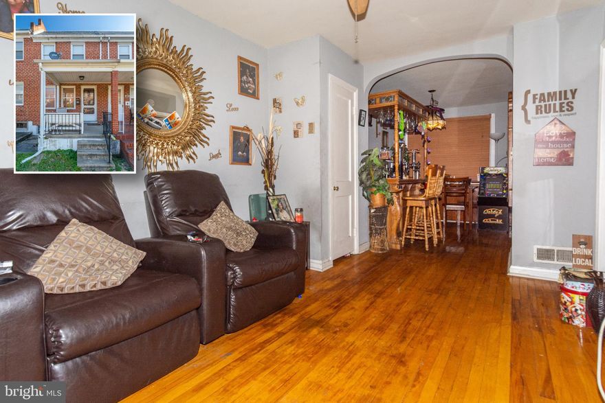 SPACIOUS PORCH FRONT ROWHOME WITH 3 FINISHED LEVELS!  Main level features a spacious living room, dining room, and kitchen, upper level offers 2 bedrooms and 1 full bath, finished basement with a family room and large laundry room that's also perfect for storage, and a large fenced yard!  Located close to Johns Hopkins Bayview and the new Yard 56 shopping center featuring a LA Fitness, Streets Market, Starbucks, Chipotle, and more!  Great time to buy with low interest rates and tons of revitalization in the area!  Property is currently tenant occupied with tenants on a month to month lease and paying $1,200/mo.