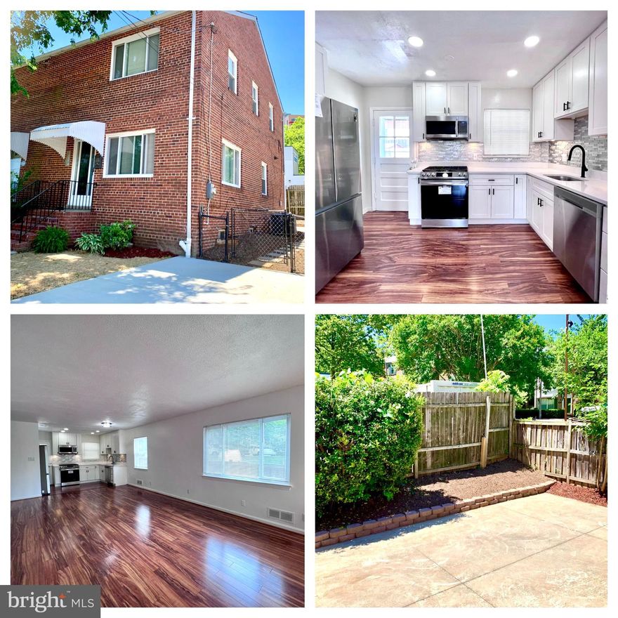 Beautifully renovated and fully fenced in 3 Bedrooms and 2 Bathrooms duplex in North Del Ray.  Conveniently located with quick access to DCA, I-395, GW Parkway, and Rt 1.  Bike or walk to Amazon HQ2, Potomac Yards, the Pentagon, National Landing, and the heart of Del Ray.  Grocery stores such as Target, Giant, Harris Teeter are less than 5 minutes drive.  Fantastic restaurants can be found in Del Ray, Old Town, National Landing, Shirlington, or a quick cross over the 14th St bridge into DC.  Make sure to check out the weekly Del Ray Farmers Market which offers many great selection of fresh fruits and veggies.  This urban oasis is bright and naturally light filled with an open living floor plan and hardscaped patio for relaxed living and entertaining.  Be the first to cook in this gorgeous white kitchen with quartz countertop, stainless steel appliances, and gas stove range.  A full bathroom completes the main level.  The upper level has 3 good sized bedrooms and a full bathroom.  The lower level is unfinished with the washer and dryer and a walk up exit into the backyard.  There is partial daylight in the basement.  Basement is NOT musty and smelly…this area can be turned into a fun space like a movie room or recreation room.  Newly built driveway is an added bonus for guaranteed parking.  Pets are welcomed on a case by case basis, no smoking.  Apply on Rentspree.
