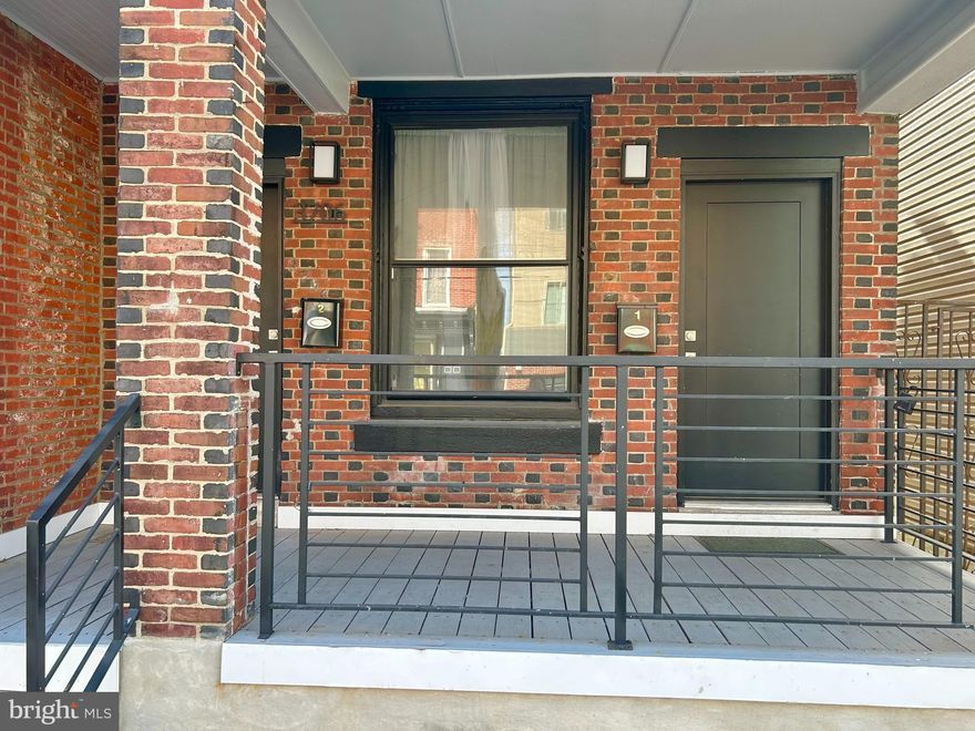 Gorgeous, newly renovated, two bedroom, one bathroom first floor apartment with front porch, backyard, and elegant, modern finishes.  Each bedroom is generously sized with great closet space and the full bathroom includes a shower and tub combo and stackable washer/dryer.  The kitchen features quartz countertops and state of the art appliances, including dishwasher, built in microwave, electric range, and a large stainless steel fridge.  Private backyard is perfect for outdoor entertaining and al fresco dining.  This unit is within walking distance to Drexel University campus, public transportation,  and many local favorite businesses including Sabrinas Cafe, Savas Brick Oven Pizza, and CO-OP Restaurant and Bar.