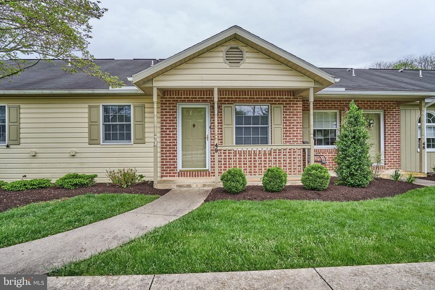 Great ranch style home!    Well maintained 2 bedroom, 2 full bath home with  a cozy patio, 2 car garage and covered front porch.  Fresh paint throughout and new carpeting in the bedrooms and living room.  Beautiful vinyl plank flooring in the kitchen baths and laundry room.  The monthly HOA fee is $149/month and covers all exterior maintenance, lawn care and snow removal  in this 55+ community.  Conveniently located to shopping,  medical facilities, highways and recreation.