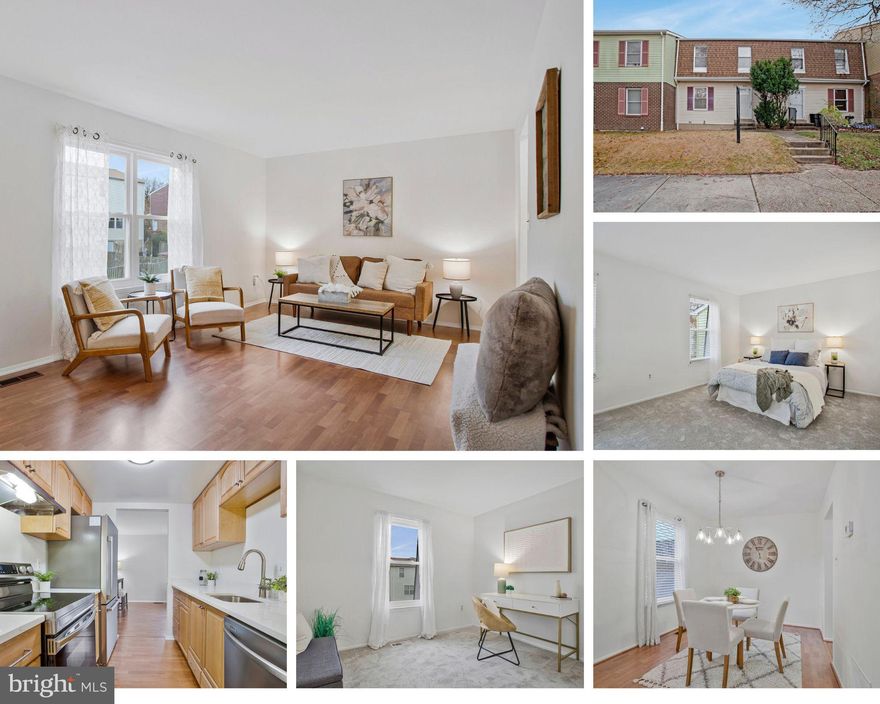 Welcome home to Spring Meadows! This bright and comfortable townhome offers the perfect blend of style and functionality. Modern plank flooring greets you at the entrance and leads you into the welcoming living room, where a large picture window fills the home with natural light. Continue into the tastefully updated kitchen, featuring ample cabinet space, new stainless steel appliances, sleek quartz countertops, and modern finishes perfect for everyday living and entertaining. The adjacent dining area is generously sized for intimate casual dining or hosting family and friends for special gatherings. An upgraded half bathroom rounds out this level of the home. Upstairs, you'll find three generously sized bedrooms with plush carpeting and an updated full bathroom, providing comfortable accommodations for the entire household. The lower level offers a versatile carpeted recreation room space you can customize to suit your needs, plus a dedicated large laundry room with storage. Step outside to your own private fenced backyard, perfect for relaxing or enjoying outdoor activities. Community amenities include two assigned parking spaces, basketball courts, tot lots and playground areas, and a refreshing pool for summer enjoyment. This home is just minutes to Safeway, Walmart, Target, Arundel Mills Mall, Friendship Park, Live! Casino and Hotel, BWI Airport, and Fort Meade. Commuters will appreciate easy access to the BWI commuter train station less than 2 miles away and major routes including the Baltimore-Washington Parkway, Ritchie Memorial Highway, Patuxent Freeway, and I-95, making travel throughout the Baltimore-Washington corridor effortless. Schedule a private tour today and start the new year in your new home!