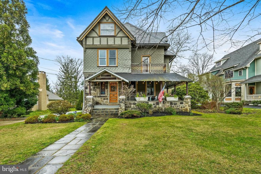 This glorious home has graced the South Wayne Community since the 1800's,  and is coming to market for the first time in over 25 years on FRIDAY APRIL 1st!! Ozzing with charm of a by-gone era, this magnificent property has been meticulously maintained, restored and updated throughout the years, and is in the ultimate "Walk To Wayne" location!! The tree lined street provides a story book setting as you approach this grand dame, and its wonderful wrap round porch beckons one inside. Streaming natural light bounces off the  gleaming hardwood floors through newer windows and graciously carries you from room to room throughout the First Floors open plan, not typically found in a house of this age.  Magnificent pocket doors provide flexibility to close off rooms while both the Living and Dining Rooms have inviting fireplaces and bay windows  promising  to provide years of cherished memories. A gourmet Kitchen with stainless steel appliances is conveniently located off of a cozy Family Room and has direct access to the Powder Room, Mudroom, and outside Patio. The circular flow and hardwood floors continue up the magnificent staircase to the Second Floor where there are 3 generous sized Bedrooms and 2 Fully updated Baths. In addition, there is  lovely Master Suite with original fireplace, gorgeous marble Master Bath and large walk-in closet. The Second Floor is completed by a Laundry Room. The square footage continues up to the Third Floor, where a large updated Hall Bath can be found and 3 additional Bedrooms,  perfect for a tucked away Office or Playroom. A lovely, large flat backyard buffers the house and the massive two-story 3 car detached Garage that could be finished and make all your dreams come true!! Don't miss your opportunity to own this beloved Radnor Township masterpiece on one of Wayne's most desirable streets and neighborhood!!