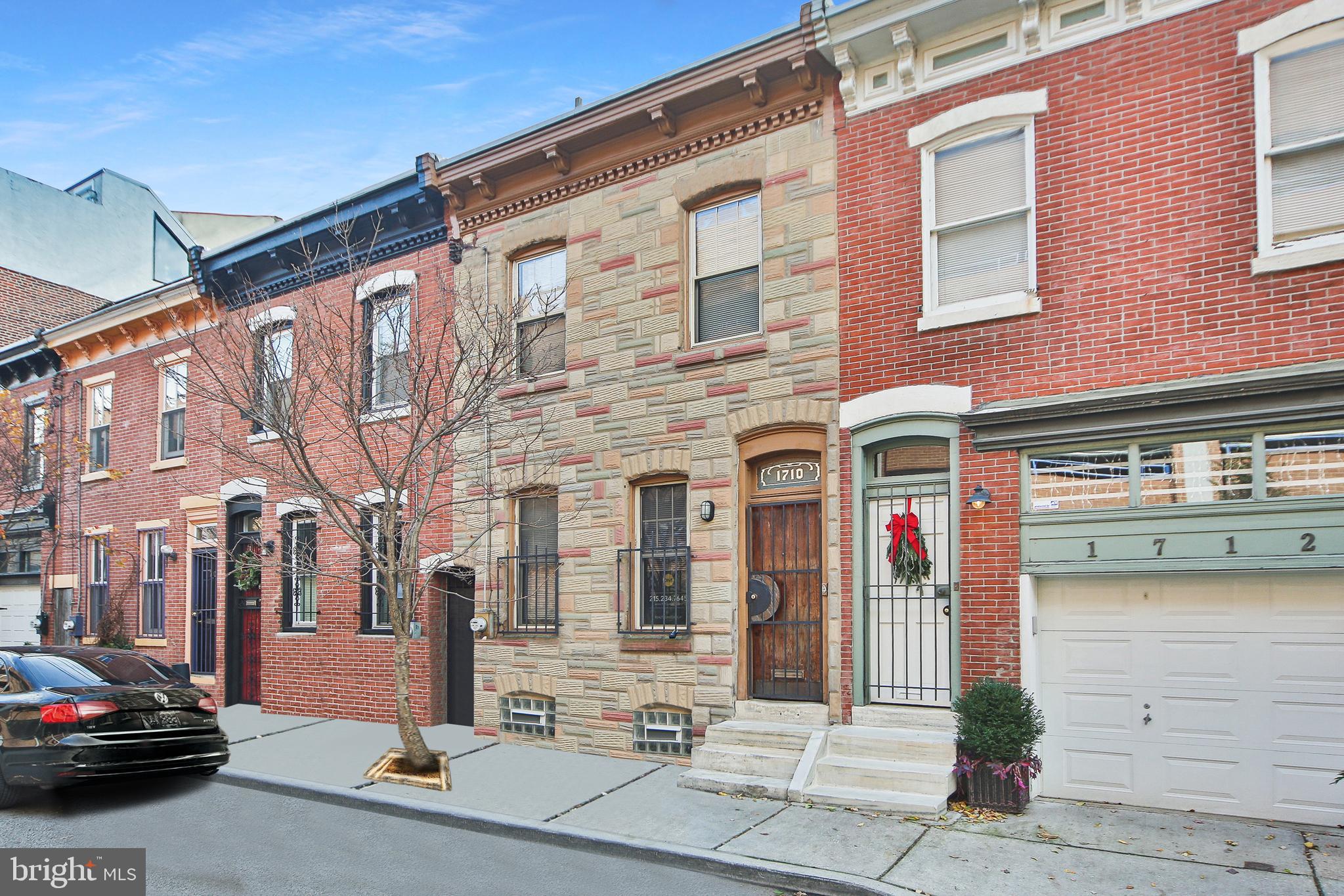 Welcome to 1710 Kater Street! Before you make your way inside, you will notice the beautiful gardens across the street which are maintained year- round, creating a nice view from the family room windows. When you walk in you will be met with beautiful hardwood floors throughout the main living area and lots of exposed brick. These features bring out the character and charm in this home which was built by the owner who added many of his own artistic touches as he is a skilled woodworker and carpenter. The kitchen has plenty of cabinet storage and countertop space and leads out into the private backyard area. There is also a bonus rooftop deck that makes a great spot for some serenity! This home has 2 bedrooms and a laundry room all with cedar closets, 1.5 bathrooms, and a finished basement with vinyl flooring and plenty of space for a home gym, guest room, office or even playroom! Amazing location within walking distance of the Kimmel Center, Rittenhouse Square and Center City Philadelphia as well as convenient access to public transportation.