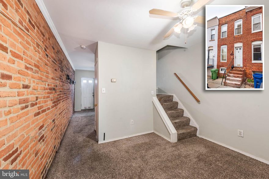 Welcome to 108 W. Heath St! This Baltimore rowhome features a living room and dining area separated by the staircase, with classic exposed brick adding warmth and character. The rear kitchen offers a second access point with POTENTIAL FOR PARKING!
The upper level includes two bedrooms and a full bath located at the rear with a convenient laundry area.
The unfinished basement provides ample storage space, and the home includes a newer furnace 
Ideally located near downtown, parks, and restaurants, this property offers a great opportunity for an owner-occupant or investor to update, expand, or make it their own.   SOLD  "AS IS"