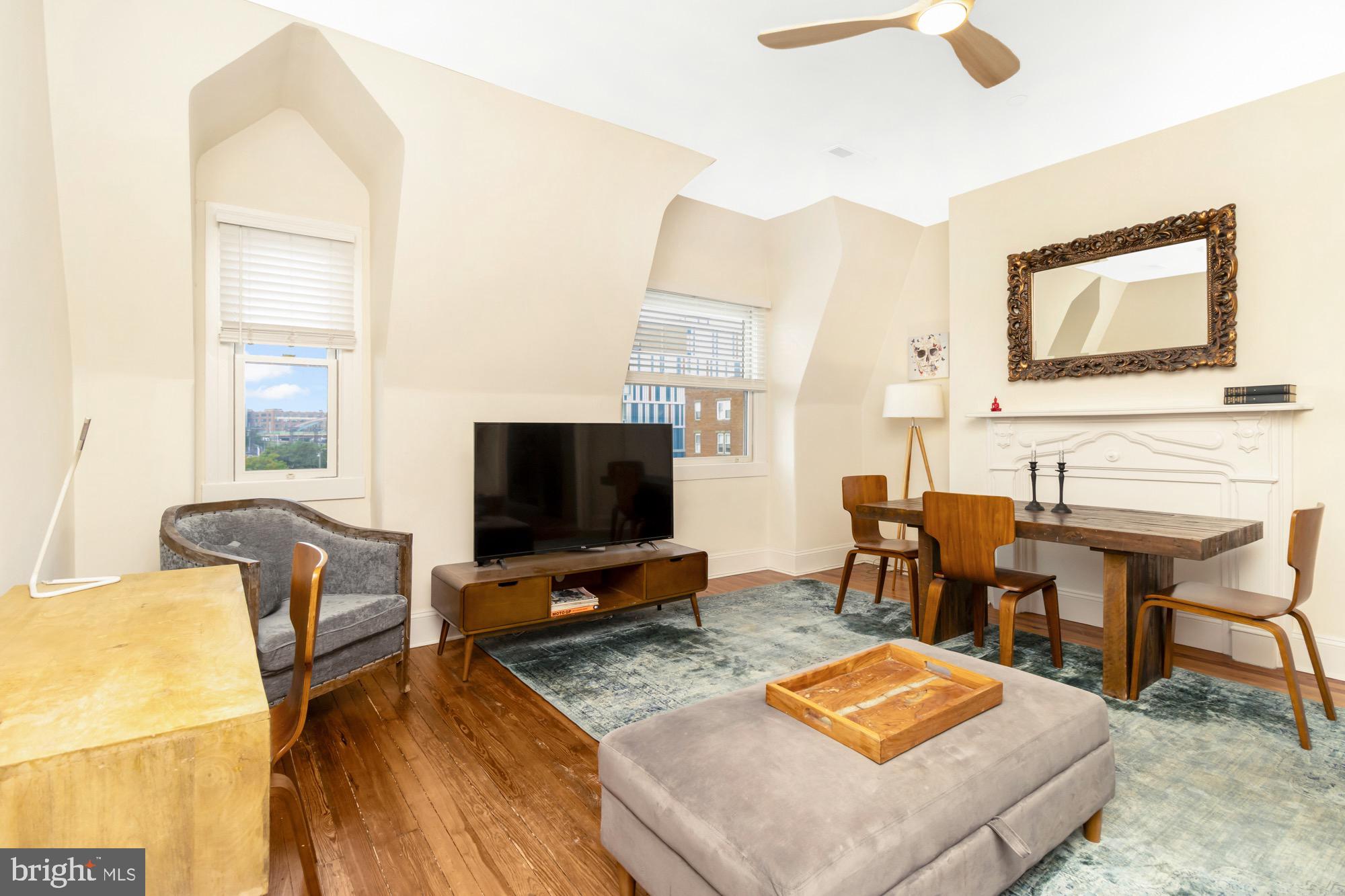 Available furnished or unfurnished. Happy to make changes to furniture. Light filled apartment in a spectacular historic renovation of an iconic Baltimore home located directly across the street from Penn Station. The apartment is perfect for commuters. Great location to get around Station North , Mt Vernon , and the city. Private deck, and semi private patio, good closet and storage space. Plenty of parking options, secure package delivery, restored hardwood floors, solid oak doors, historic fireplaces, high ceilings, high end appliances, w/d in unit, sprinkler system, central A/C, disposal. Available furnished , unfurnished or partially furnished, short or long term leases . Great location near The Charles Theatre, Coffee shops, trains, Club Charles, Mercy Hospital , Johns Hopkins Hospital , Penn Station, UMB Law , JHU , MICA , Hopkins , Marc train, Artscape and more. Very easy access to I83.