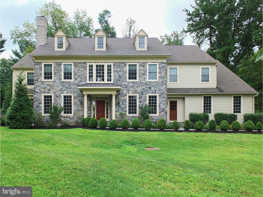 This one is just right!  Just the right size, location, property, floor plan and price! Better than new, this 4-year-old stone(and cement siding) Colonial sits on a flat lot, with fenced backyard on a quiet street in Villanova, Lower Merion Township.  Beautifully constructed, with high end finishes this 5-bedroom, 3 full, 2 half bath home is just what you've been waiting for.   The first floor consists of a 2-story Entry Foyer with wainscoting, a split Grand Staircase, Formal Dining Room and Living Room, magnificent white Gourmet Kitchen anchored by a luxurious 9-foot white marble island.  48" cabinets, high end Thermador appliances (including an oversized side-by-side refrigerator/freezer and 6-burner commercial gas range), GE Monagram Wine Fridge, pantry, and Mudroom with Cubbies to keep the family organized. Family Room with soaring ceiling, wood burning fp is open to Kitchen and Breakfast Room. Also on the Main Level is an Office with a beautiful wall of built-ins including file drawers as well as a Playroom, with built-in cubbies for toys and games.  Two powder rooms complete the Main Level. Upstairs is divided into two wings with a total of five bedrooms.  The Master has a small separate sitting room  that could be used as another office, exercise space, nursery or dressing area, two Walk-In Closets, a beautiful large Master Bathroom with a double sink custom vanity with marble counter, soaking tub, oversized frameless shower, linen closet and separate toilet room.  The four other bedrooms are good sizes, each with hardwood flooring and its own walk-in closet.  A Jack and Jill bathroom connects two of the bedrooms.  Another bathroom is accessed from a bedroom as well as the hallway.  Bright Laundry Room with storage and two add'l Linen Closets also on the 2nd floor helps keep the household running smoothly! Architectural details such as bull nose corners, wide moldings and Hardwood Floors throughout First and Second Floors (Laundry Room and Bathrooms are tiled). A lovely Pennsylvania Blue Stone patio with wood Pergola flanks the back fenced yard. Three-car attached Garage with easy entry into Mudroom Area completes this beautiful ease-of-living home. Centrally located on Philadelphia's Main Line, 25-min to Center City Philadelphia, 10-min to King of Prussia, 25-min to Phila. International Airport.  The perfect "just right" home you don't want to miss!
