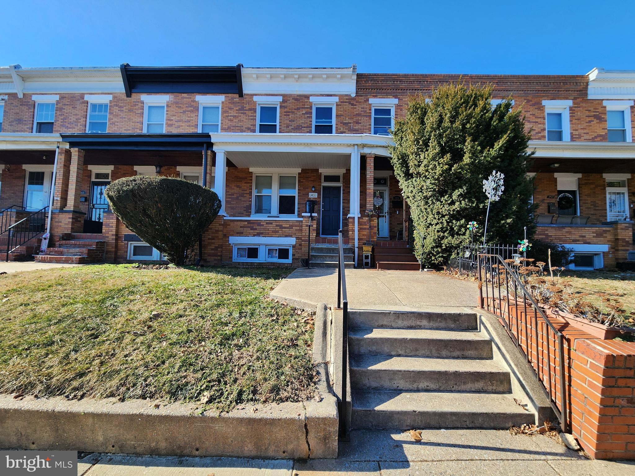 POST AUCTION: MAKE AN OFFER! Deposit: $10,000.
This two-story, porch-front townhouse at 3431 Dudley Ave in Baltimore's Belair-Edison neighborhood features a partially finished basement and rear car port. The property is within +/- 1 mile of amenities such as the Belair Edison Crossing Shopping Center, and the 300-acre Herring Run Park. The business district along Belair Road and Erdman Avenue includes various retail outlets and Oliver Brewing Company, a local microbrewery. Major traffic routes nearby are Belair Road and Erdman Avenue, providing access to downtown Baltimore and surrounding areas. Public transportation is available via LocalLink bus routes. The property is currently rented.