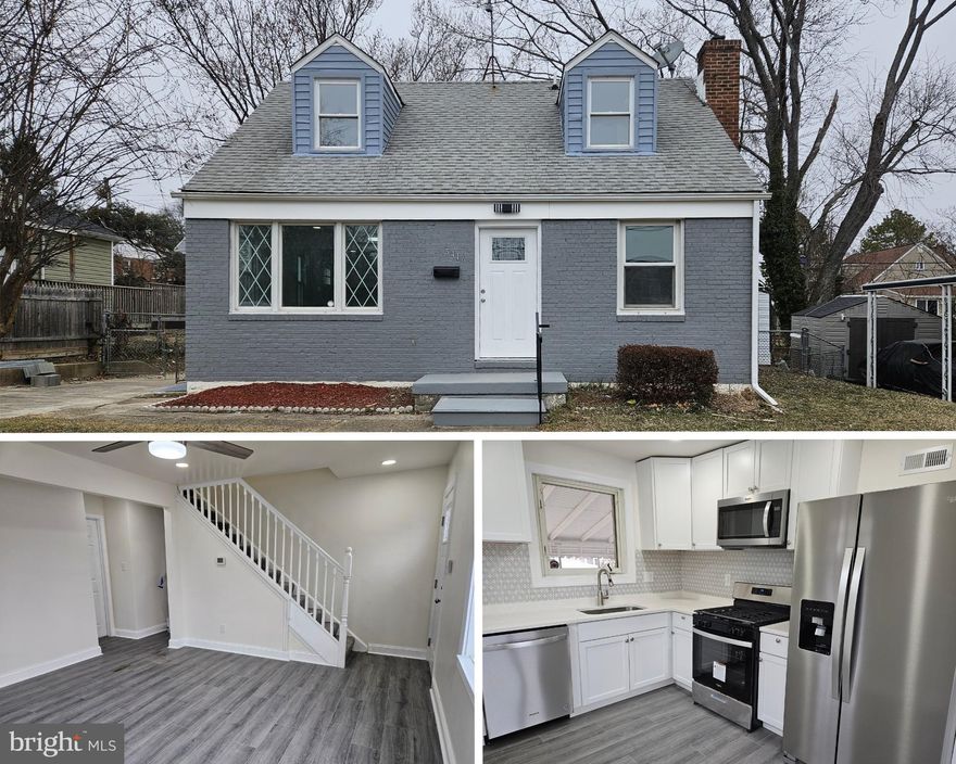 NEW PRICE! This freshly renovated 3-bedroom, 2 full bath brick front cape cod offers so many new features! A new exterior door greets you as you enter the living room which offers a large picture window and plenty of space. New LVP flooring throughout along with recessed lighting and ceiling fans. The all new eat-in kitchen features quartz countertops, pantry & stainless-steel appliances including a gas stove, microwave, dishwasher & refrigerator. Two bedrooms are on the main level with the rear bedroom having access to the dual entry full bath. The upper-level bedroom has ample space and has a spacious full bathroom with a walk-in closet and extra shelving for storage. Both new bathrooms offer tiled flooring, tile tub surround and vanities.  The lower level has a utility room, recreation room with exterior exit, and a crawl space portion.  The utility room has a gas water heater, an oil furnace that is 6 years old and the new washer and dryer. The rec room has a wet bar and LVP flooring. Back on the main level, the side exterior exit takes you from the kitchen to the brand-new 12'x19' wood deck. The level rear yard is fenced and also has a covered patio area and shed. The exterior has a driveway for off-street parking and the home has new siding. No ground rent. Time to make this your own personal summer retreat!