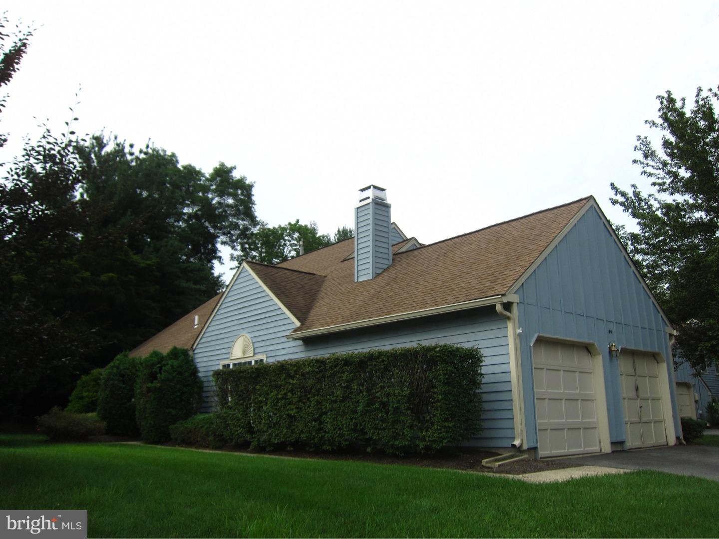 Enjoy easy living in this special Cape Cod Townhouse featuring Master Suite on 1st floor and 2 car attached Garage in "Blue Bell Woods". Formal Living Room with Vaulted Ceiling and Fireplace leading into Dining Room. Country Kitchen with Gas Stove, Refrigerator and Dishwasher plus Breakfast Room and doors to patio. Laundry has Washer and dryer. Master Suite with Full Bath, Double Vanities, Soaking Tub, Walk-in Closet and Den with door to 2nd Patio. Powder Room also on 1st floor. 2nd floor with large Sitting Room/Office over looking Living Room, 2nd Bedroom and Hall Bath with Shower Over Tub. Pool, 2 Tennis Courts, Lawn and Snow Removal,Outside Maintenance on building, Roof, Trash Removal is covered by the $380 monthly Homeowners fee.