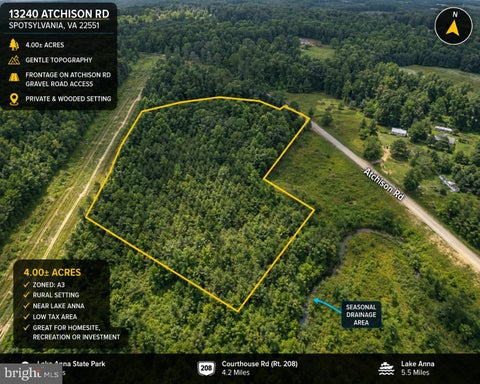 Vacant Land For Sale - 13240 Atchison Road<br/> SPOTSYLVANIA, VA 22551
