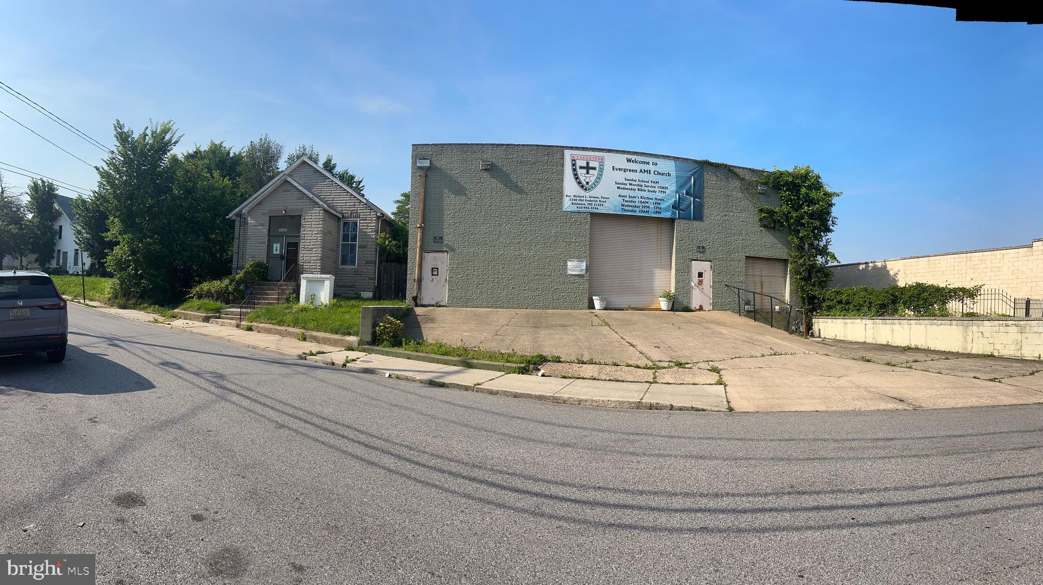 Unique Church and Warehouse Building for Sale in Southwest Baltimore! This remarkable property offers an exceptional opportunity for buyers seeking a versatile space. The sale includes a church building and a spacious warehouse, both available for purchase together. The warehouse can easily be converted into a fellowship hall, making it an ideal space for community gatherings, events, or religious activities. With three drive-in/delivery doors, the warehouse provides convenience for deliveries and access.
The property is equipped with a parking pad leading to the back of the building. Whether you're considering a funeral home, mini storage, recreational use, a school, or professional services, this property offers plenty of space and possibilities. Situated just minutes from I-95, I-695, and I-395. Being sold As-IS Condition. You must sign a Hold Harmless before entering the buildings and wear a mask. Bring all reasonable offers!!!