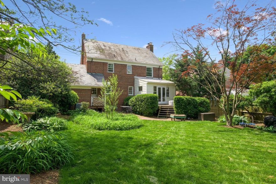 New Price! Opportunity knocks in sought-after Section 3 Chevy Chase, steps to CCUMC Preschool, the weekly organic farmer’s market, and located in the highly-regarded, BCC High School cluster. Move-in ready home with a swimming pool-sized backyard! Set back from the street, a large oversized driveway and attached garage welcome you with easy turnaround space for 3-4 cars. Built in 1931, this 2800+ square foot, 3-4 bedroom stately, centerhall brick colonial has been thoughtfully updated for today’s modern living. This elegant residence features a slate roof, custom built-ins, recessed lighting, oak hardwood floors throughout, new AC (2022), and all new Pella wood windows (2021). The spacious living room has a fireplace and leads to a cheery sunroom, that makes a wonderful main-level home office, and opens to the private, sun-dappled backyard. The updated kitchen features white cabinetry, stainless steel appliances, gas cooking and granite countertops. Sunlight streams through the pretty kitchen window that overlooks the flat, park-like backyard. A full-sized dining room is ideal for large gatherings and intimate dinner parties with friends and neighbors. A convenient powder room completes the main level. Hardwood floors continue on the bright upper level where there are three generous-sized bedrooms and two updated full bathrooms, including the sumptuous primary suite with a beautiful, marble spa bathroom and multiple closets. The walk-up, finished attic bedroom spans the entire width of the home and would make an enviable teenage retreat. The finished lower level of the home features a family room, 2nd
fireplace, full bathroom, and an incredible storage room. Fully fenced, the pristine backyard is a true owner’s sanctuary, and ideal for gathering around the fire pit! It boasts lush green grass, and a variety of mature, low-maintenance perennials for yearround enjoyment. The kitchen door leads to a small covered porch and a brick patio that circles back around the house to the deck off of the sunroom, and opens to the grassy backyard. The church to the right of the house makes for a wonderful neighbor (no ringing bells!), providing incredible privacy, and a truly unique and picturesque setting. Walkable to downtown Bethesda and Chey Chase, DC, as well as the award-winning Chevy Chase Elementary School (CCES), part of the International Baccalaureate public school cluster, and steps to the organic farmer’s market, the Shops at Brookville, the popular restaurant La Ferme, the Section 3 dog park, and playground, this home is not to be missed! Section 3 is known for its strong community and assortment of fun neighborhood activities, including: holiday parties, wine tastings, food truck nights, family festivals, and movie nights. Walkability,
quiet setting, and eligibility for membership in the popular Chevy Chase Recreation Association
Swim & Tennis Club (CCRA), make this home a smart choice for today’s homebuyer.