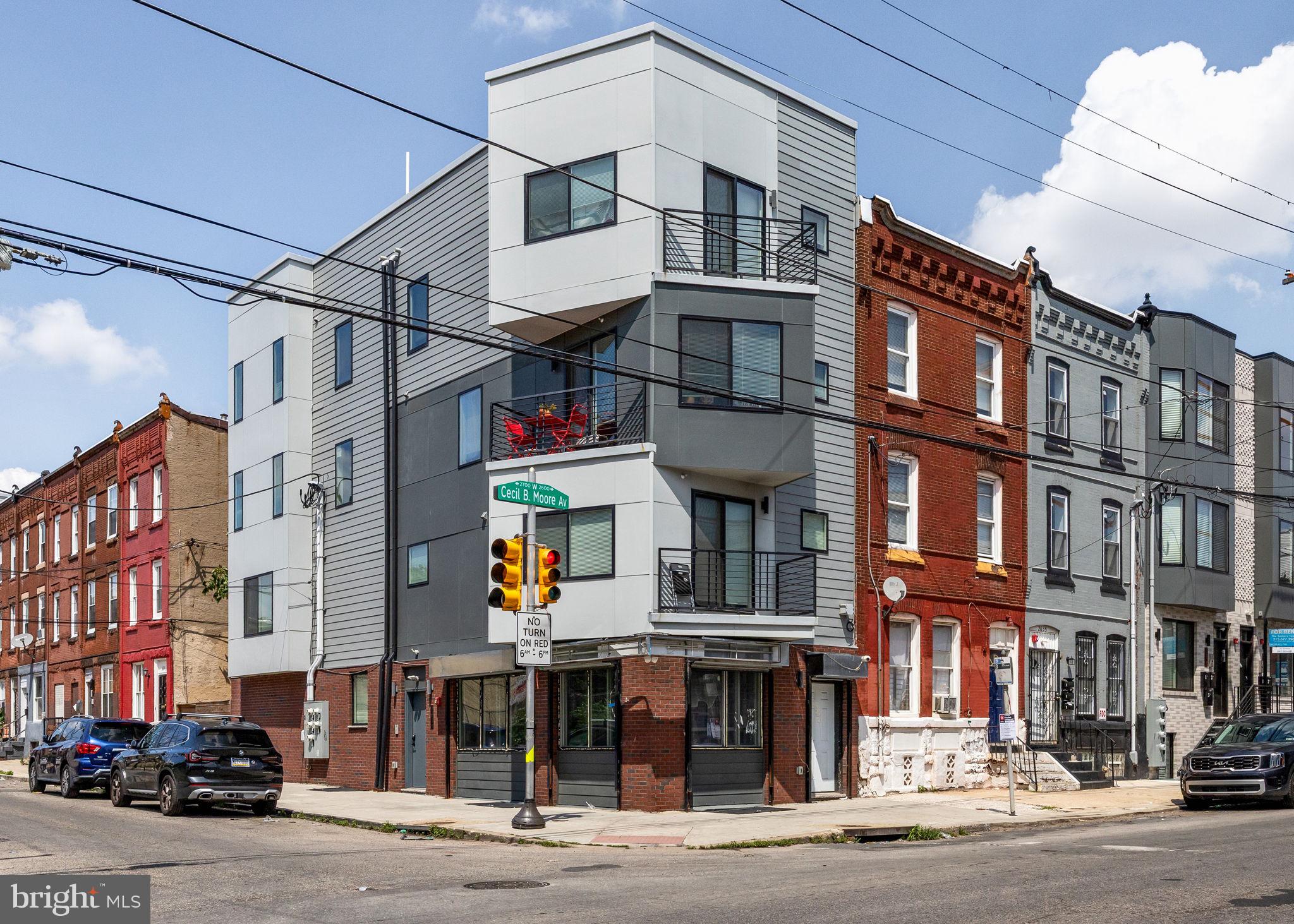 Signature property now available on the rapidly redeveloping Cecil B. Moore Avenue corridor!
Built in 2021 with approximately five (5) years remaining on the Philadelphia property tax abatement, this four (4) story building features three (3) residential units and one (1) commercial unit. Residential units are fully leased. Commercial unit currently vacant. Proforma and floorplan available upon request. Full rent roll available with secured agreement of sale. 48 hours notice for tenants required for showing requests.