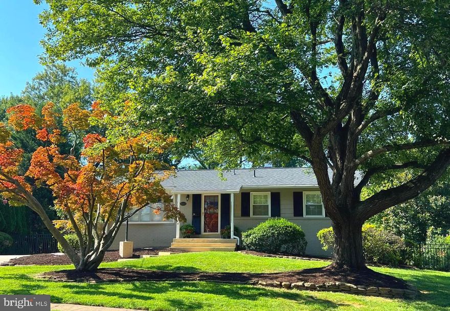 Walk to the Metro from this fantastic brick ranch in Dunn Loring Woods!  Backs to trees and a huge lot.  This home has large windows and tons of light throughout.  Generous foyer opens into Living and Dining room where a huge picture window and French Doors overlooking the back deck to the trees beyond.   The eat-in kitchen with plenty of table space is updated with all wood cabinets, plenty of storage, and a gas range. Primary bedroom has its own bath, bedroom 2 and 3 are served by the second full bath also located on the first floor.  Hardwoods on main level.  Staircase leads to huge rec room downstairs with gas burning stove, built in bookshelves and sliding glass doors that open out onto a big patio and the huge fully fenced rear yard,  Bedroom number four and a huge storage and laundry room round out the basement.  Outside are two generous sheds for lots of extra storage,  Professional pics to follow, don't miss it!